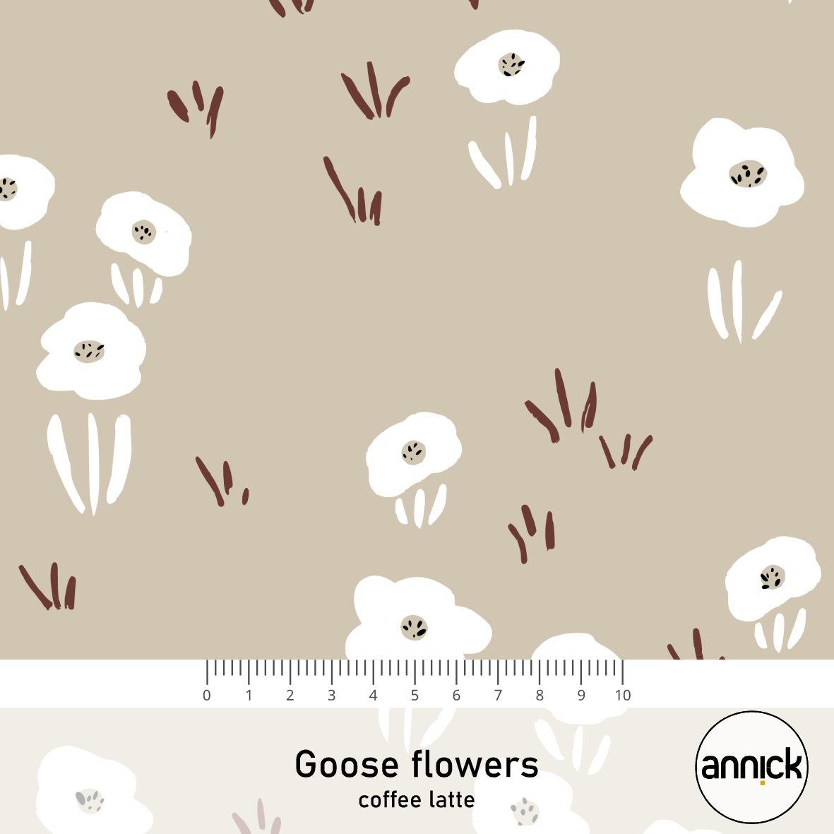 Bio Stoff - Goose Flowers Coffee Latte von Annick in beige