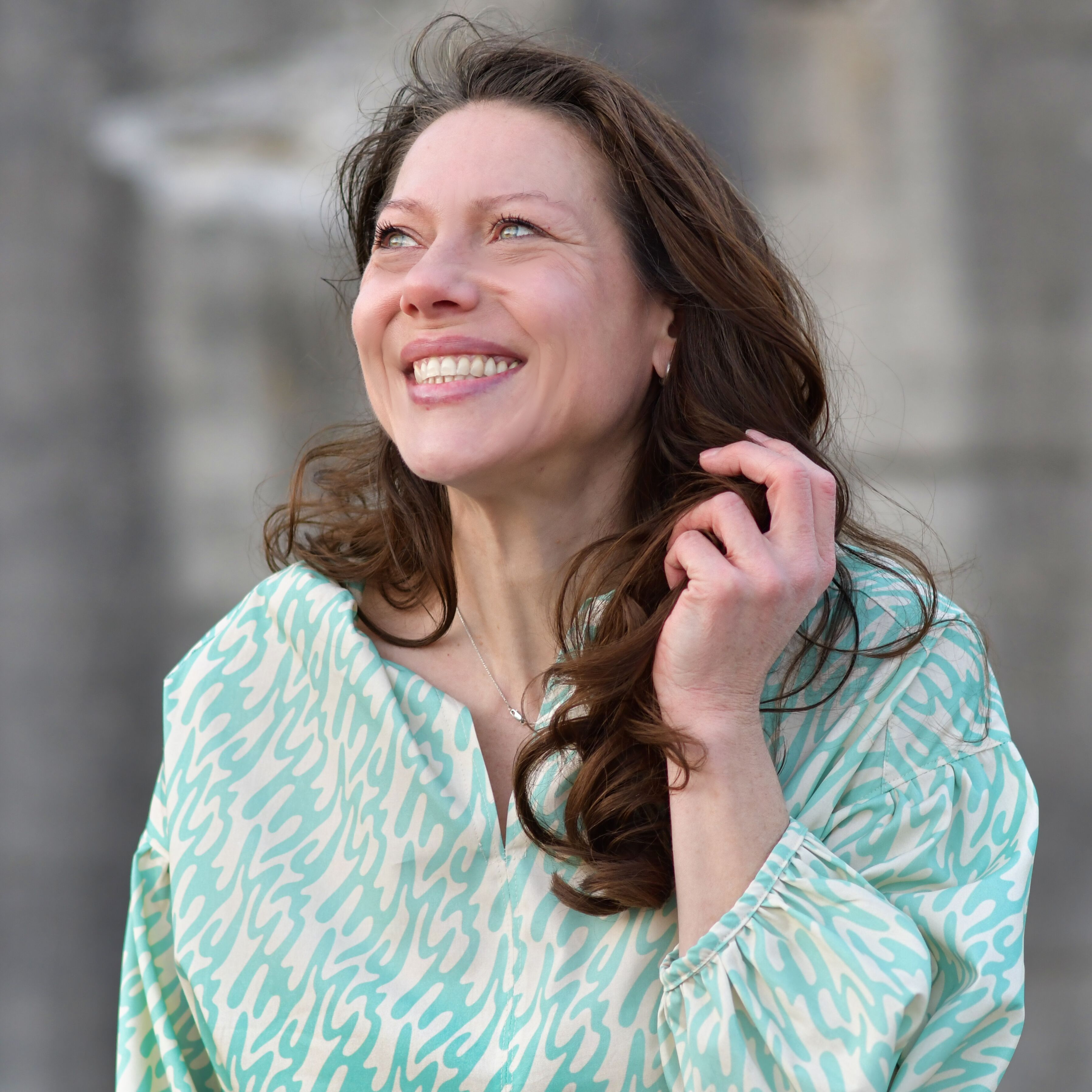 Bio Stoff - Groovy Shapes Retro Swing Small grün, beige