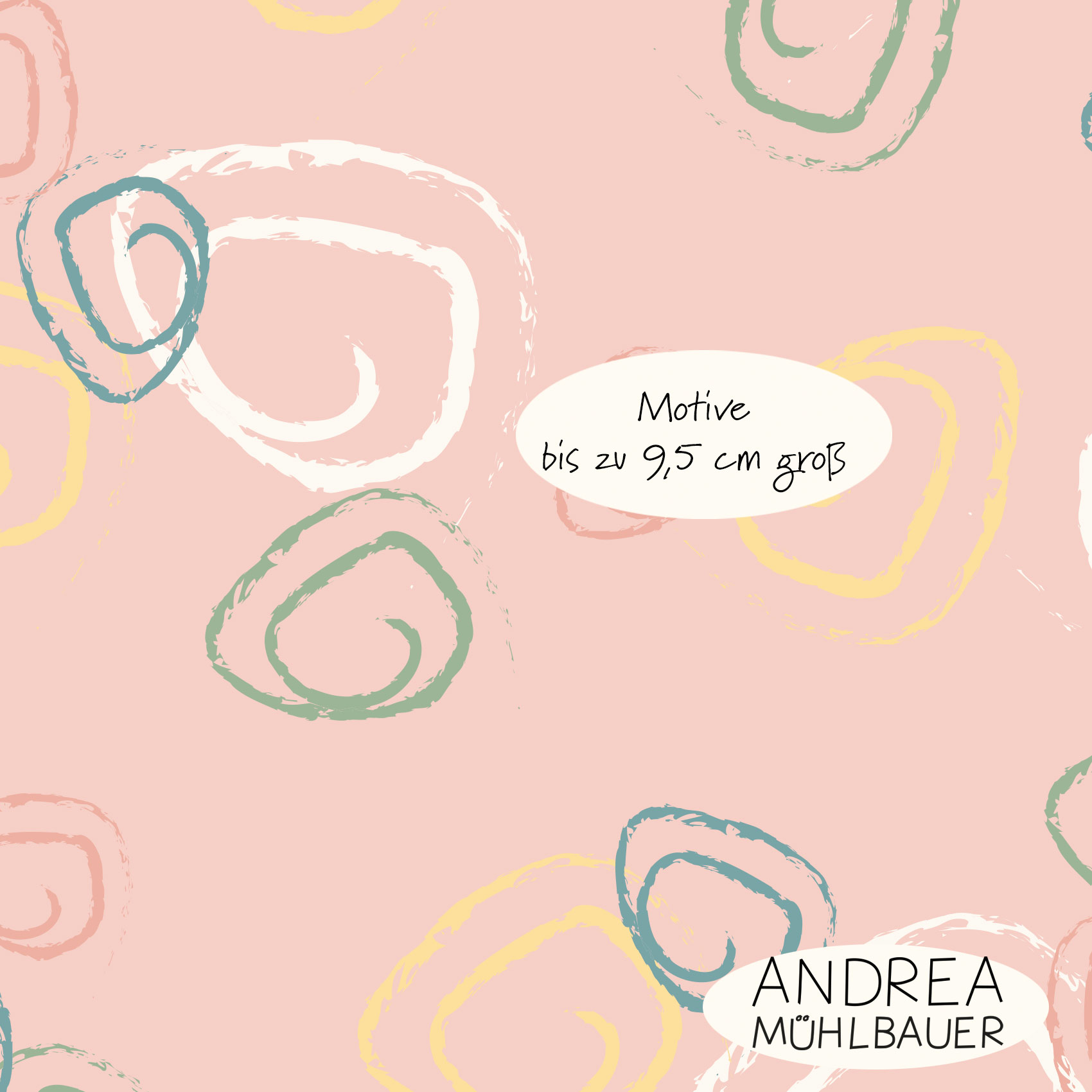 Bio Fabric - Chalk Circles Pink by Andrea Muehlbauer in pink
