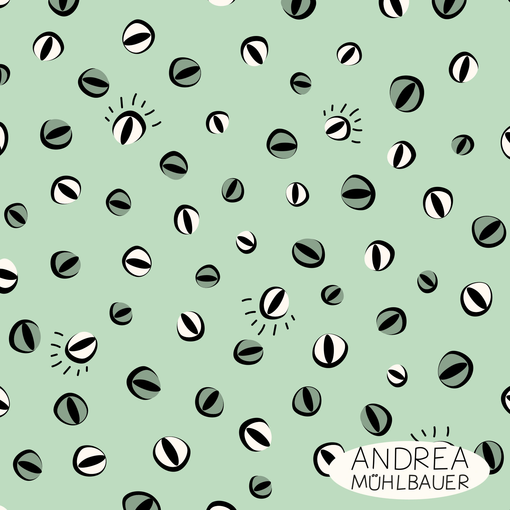 Bio Stoff - Eyeballs Halloween Edition Seaglass von Andrea Muehlbauer in mint