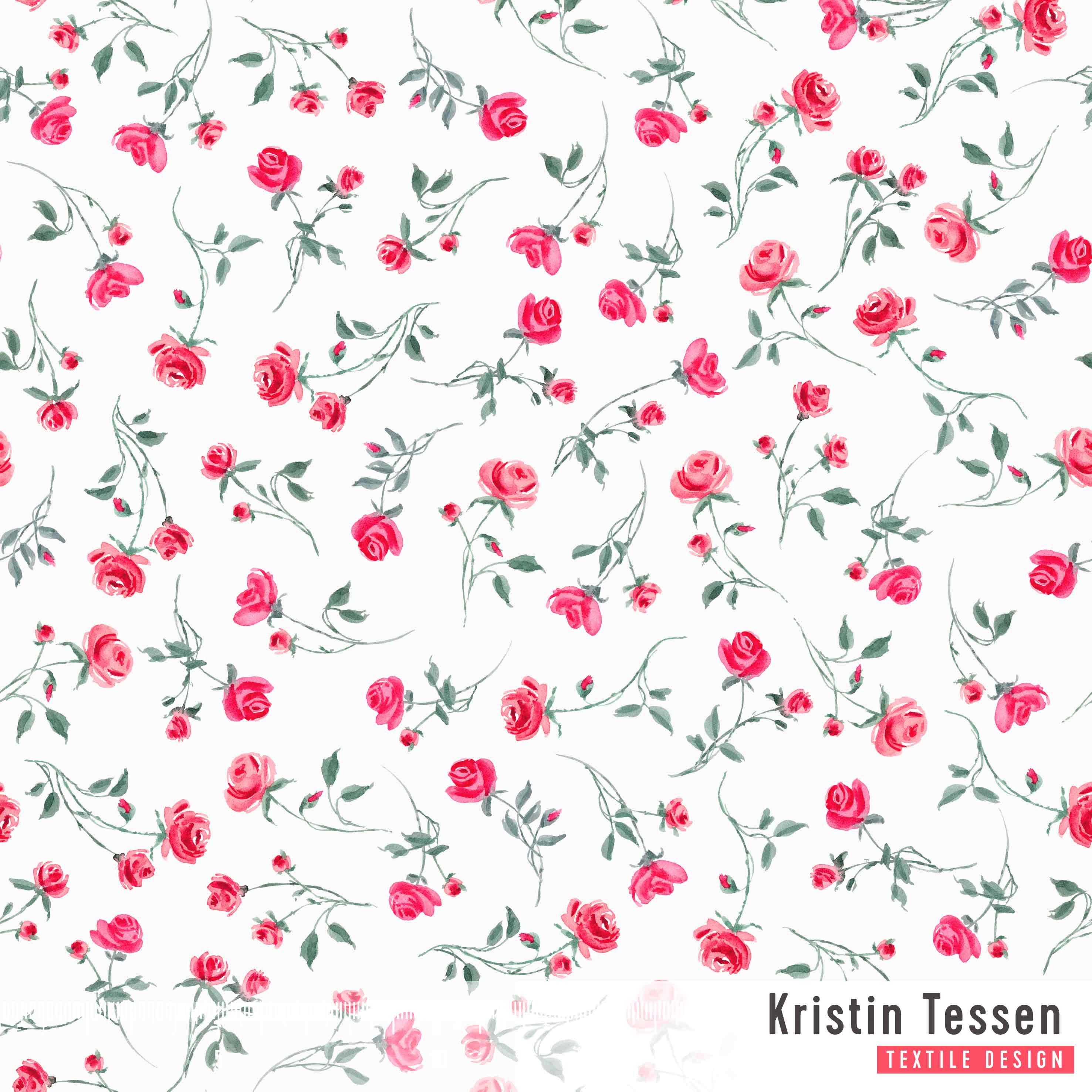 Bio Stoff - Ditsy Roses Red von Kristin Tessen in rot Bio Stoff - Ditsy Roses Red von Kristin Tessen in rot