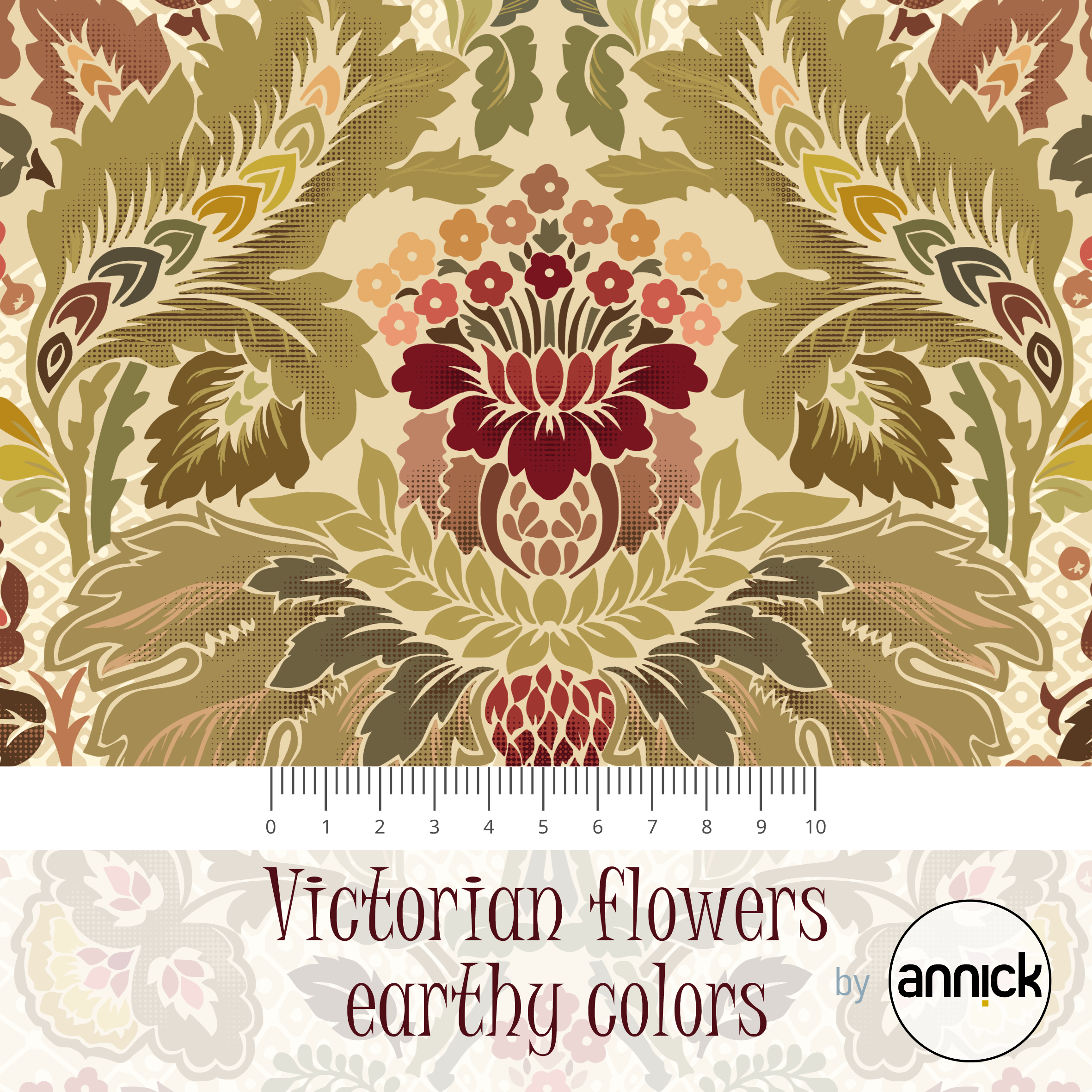 Victorian Flowers Earthy Colors
