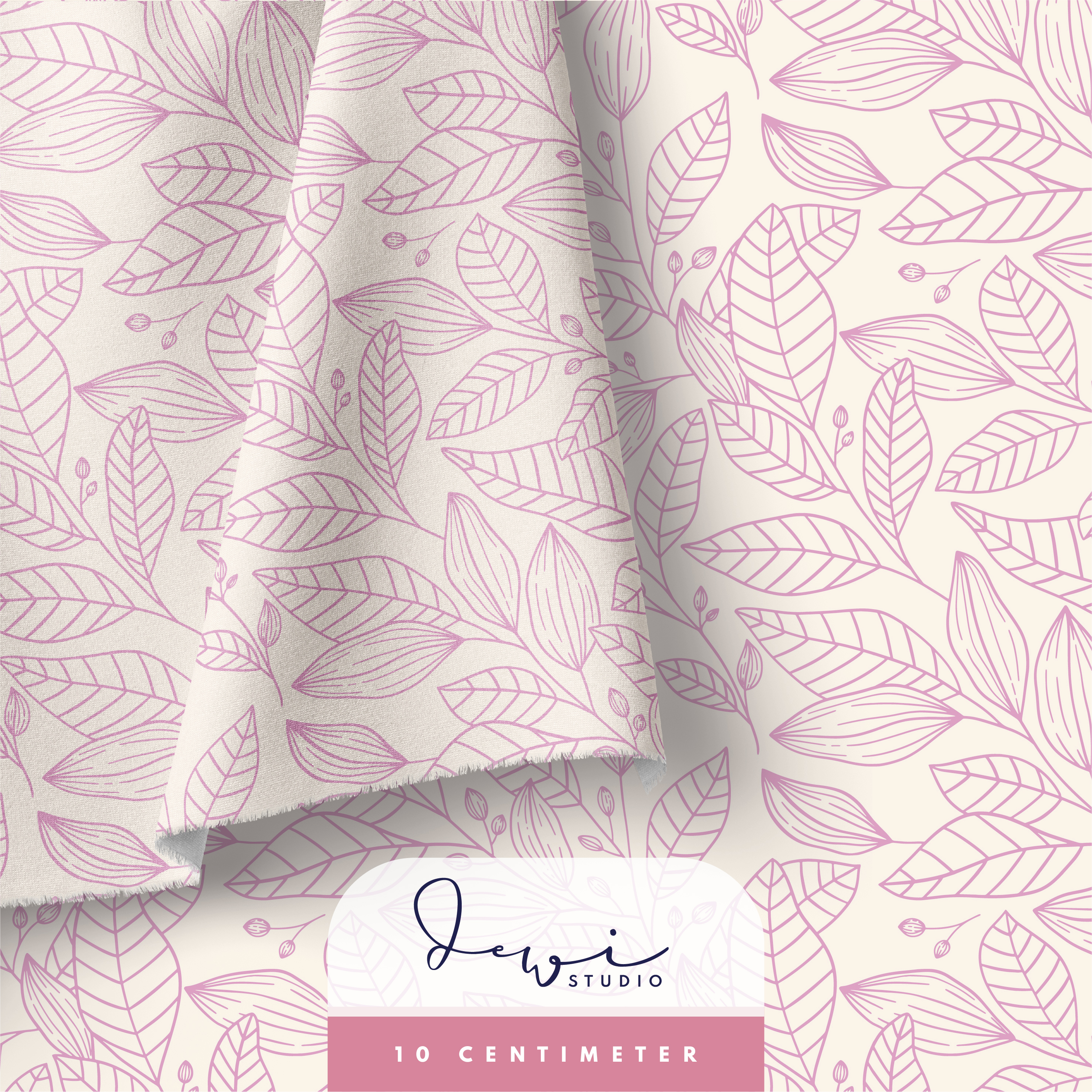 Bio Stoff - Sommerglueck Ranke Offwhite Rosa von Dewi Studio in rosa