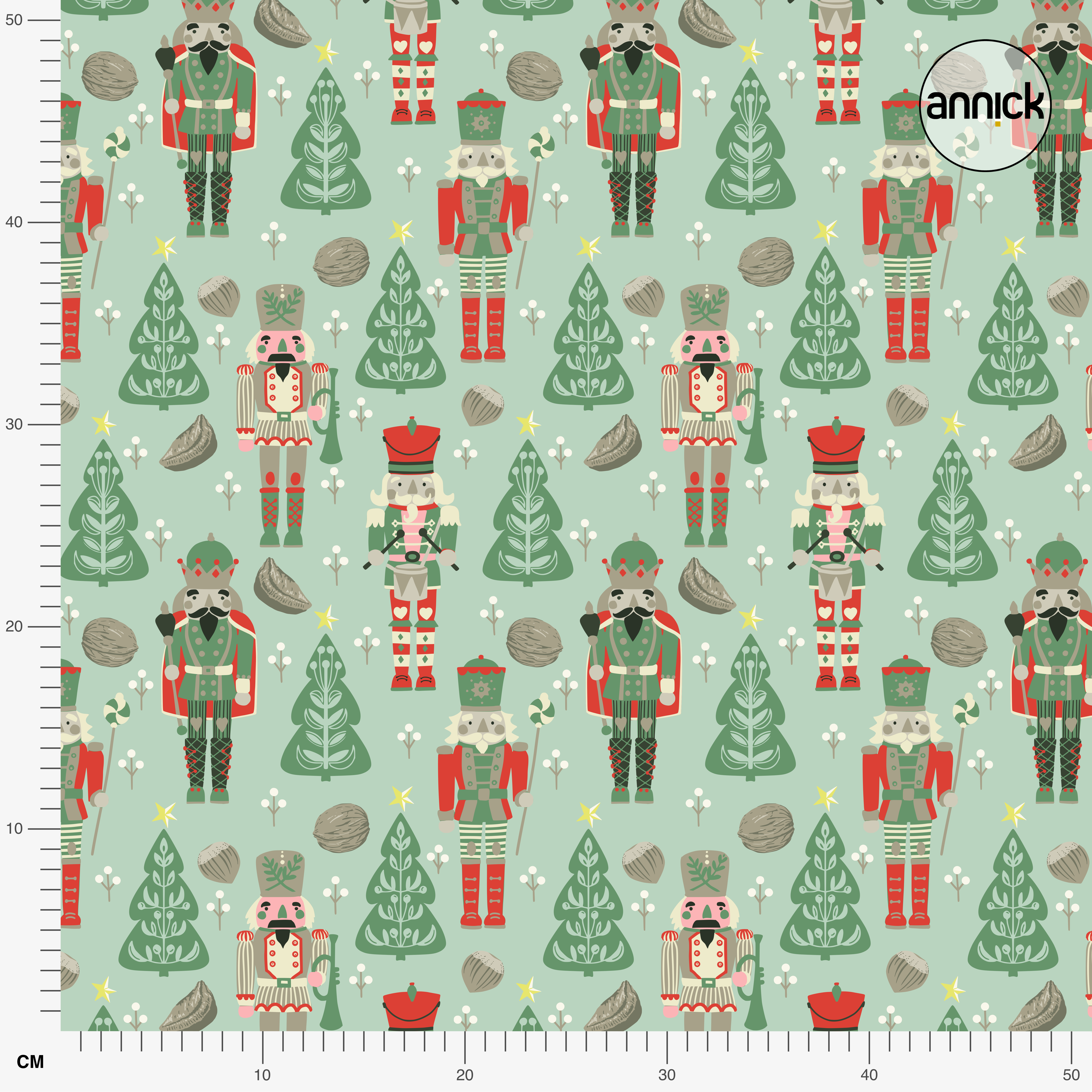 Bio Stoff  - Traditional Christmas Nutcracker icy mint - Annick