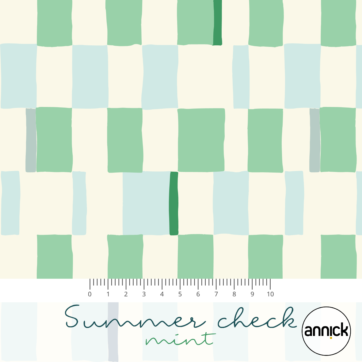Bio Stoff  -  Summer Check  - Annick, Abstrakt, mint, Kariert