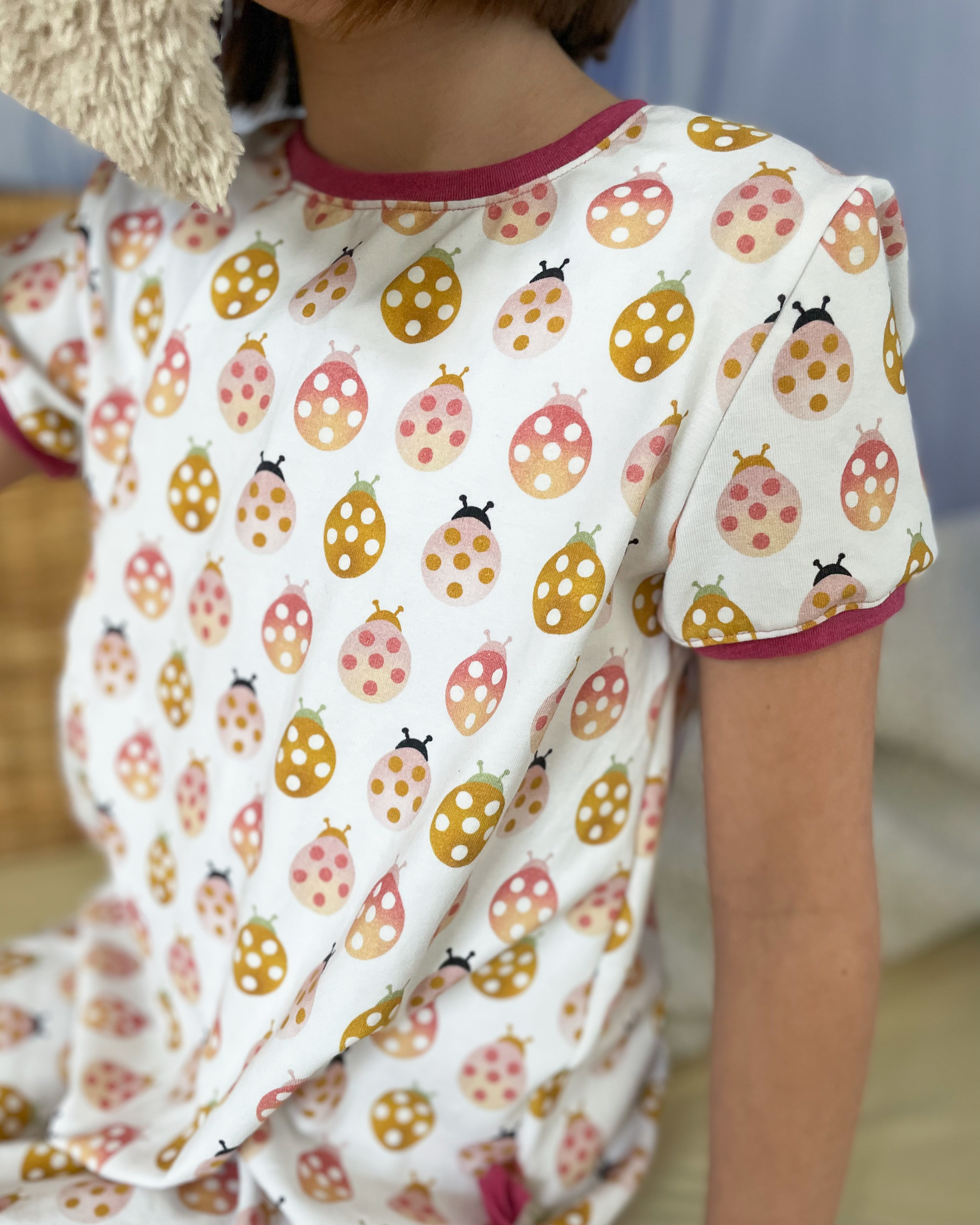 Bio Stoff  - Marienkäfer blau