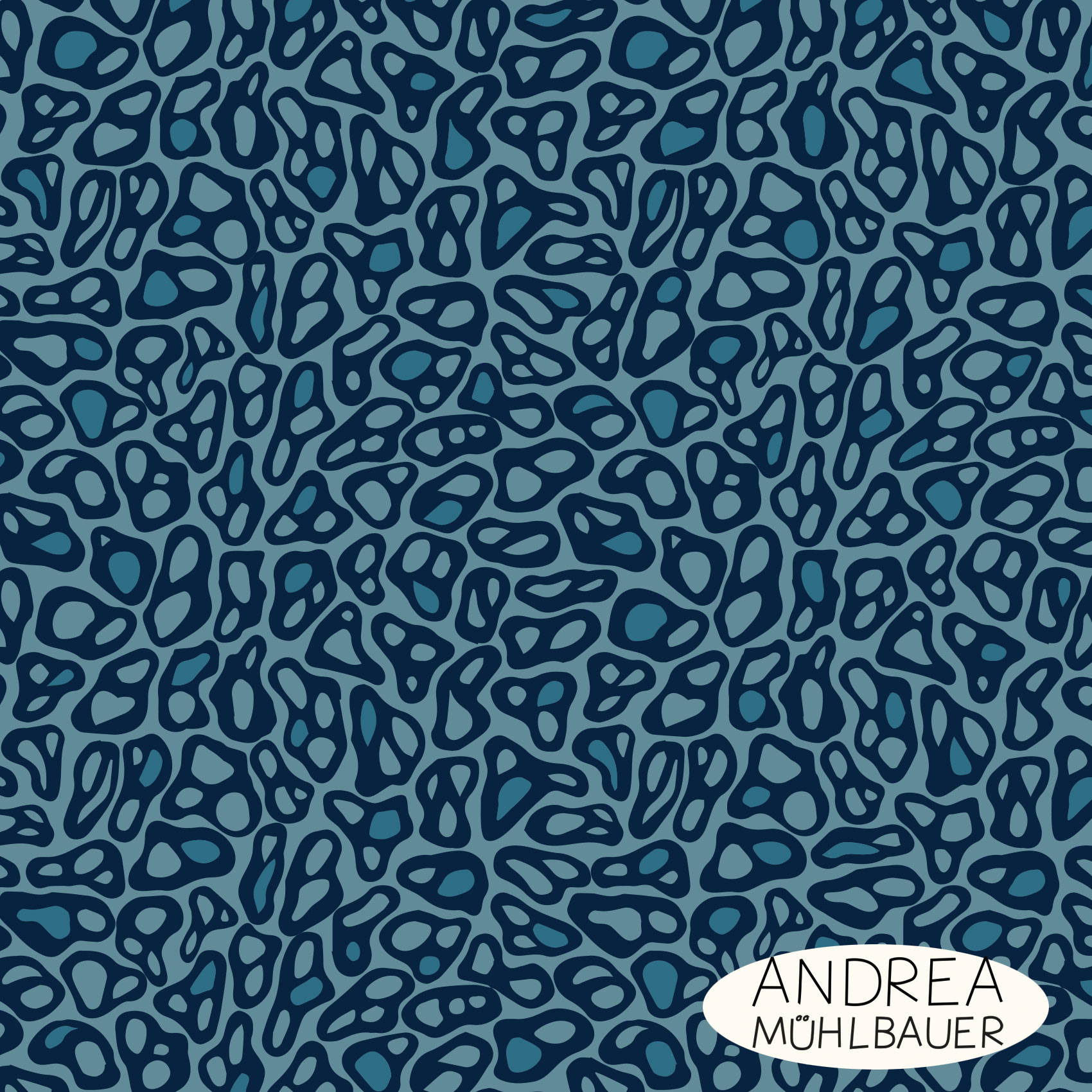 Bio Webware Stoff - Fantasy Animal Print Blau - AndreaMuehlbauer, blau, Tierfellmuster, 100% Bio-Baumwolle Bio Webware Stoff - Fantasy Animal Print Blau - AndreaMuehlbauer, blau, Tierfellmuster, 100% Bio-Baumwolle