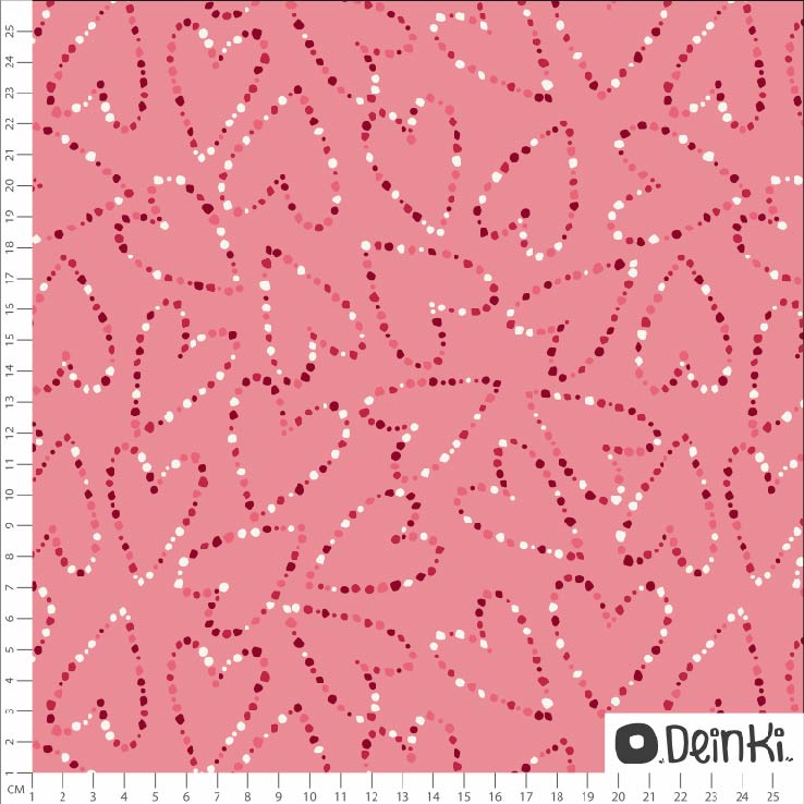 Bio Canvas Stoff - Gepunktete Herzen - Deinki, pink, rosa, Punkte, Herzen, 100% Bio-Baumwolle Bio Canvas Stoff - Gepunktete Herzen - Deinki, pink, rosa, Punkte, Herzen, 100% Bio-Baumwolle