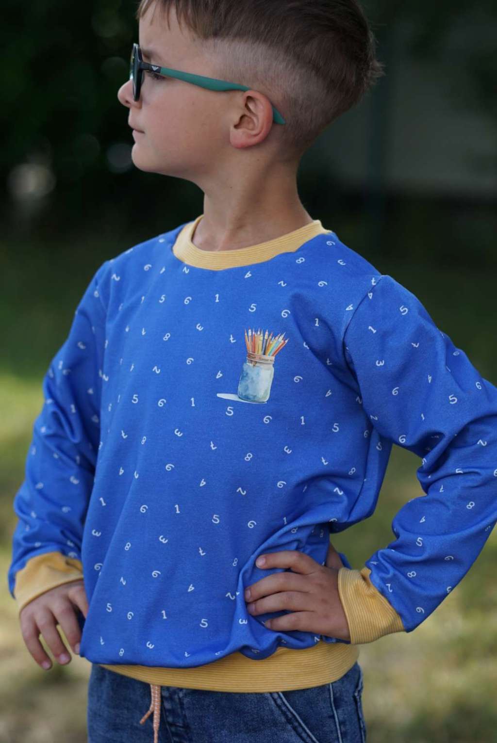 Bio Stoff - Kleine Zahlen Gruen von Deinki in mint