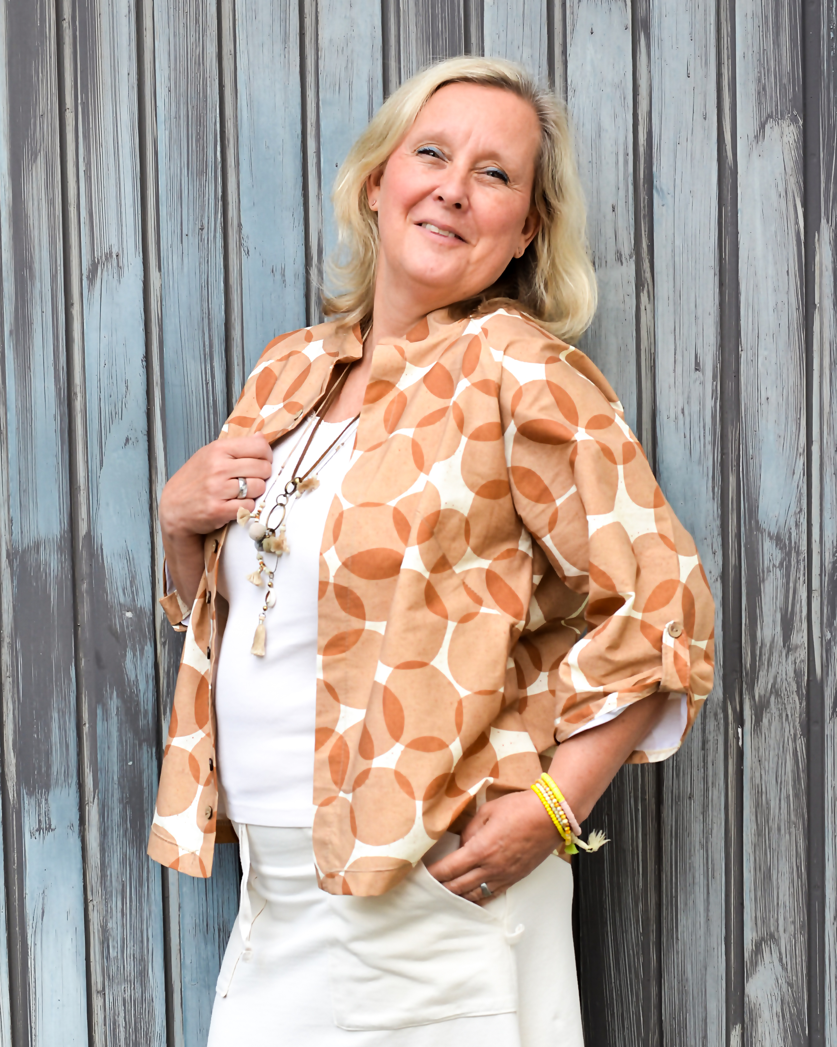 Organic fabric - Safari Luxe Kreise brown