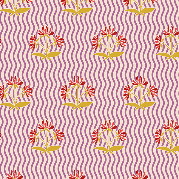 Bio Fabric -Spätsommerblumenmuster lilac