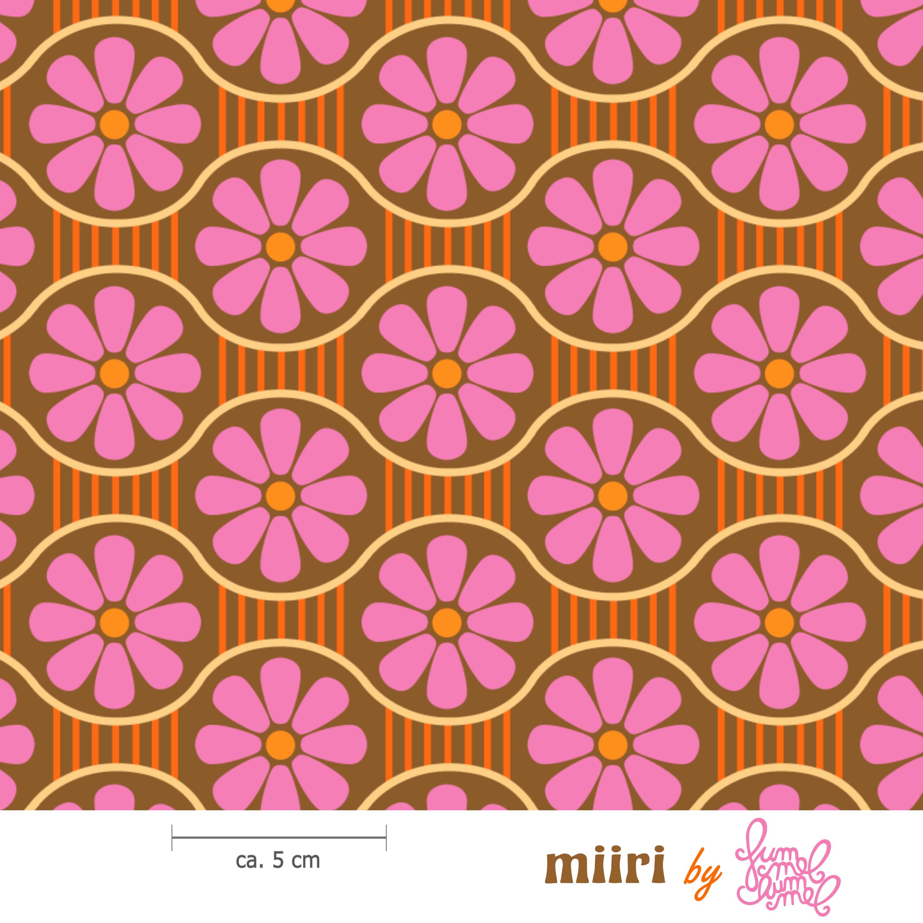 Bio Stoff  - Miiri Braun Pink - Fummelhummel, braun, Floral & Blumen