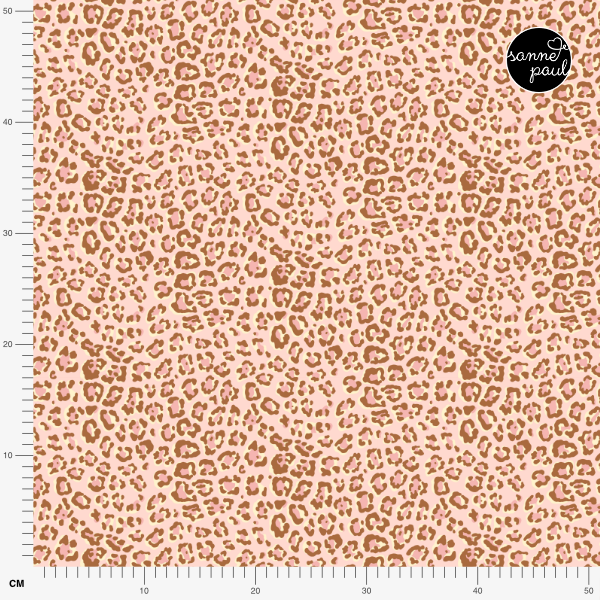 Organic fabric - Safari Luxe Leoprint brown, pink