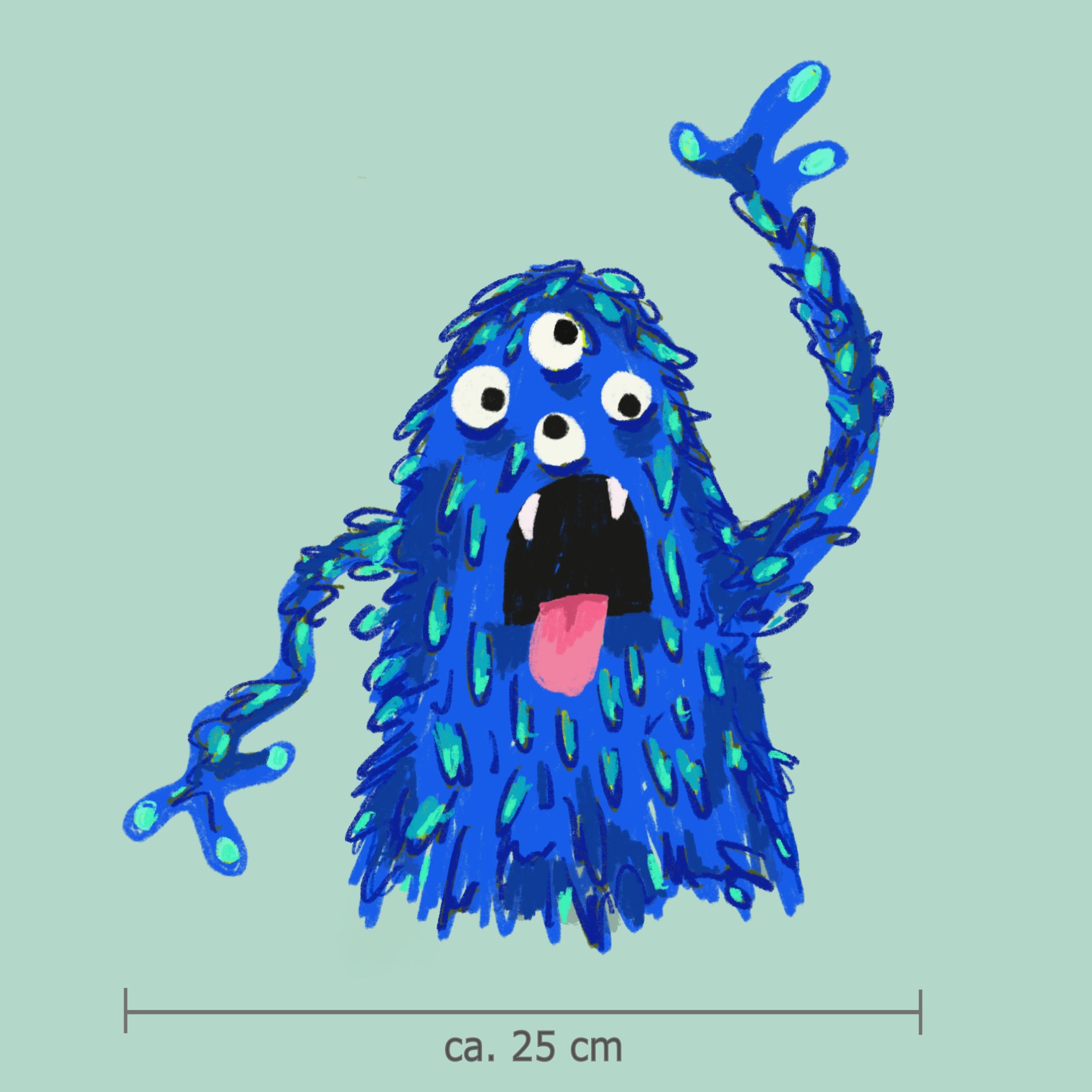 Bio Stoff  -  50 cm Panel Moontak Klein Meer - Fummelhummel, Halloween, blau
