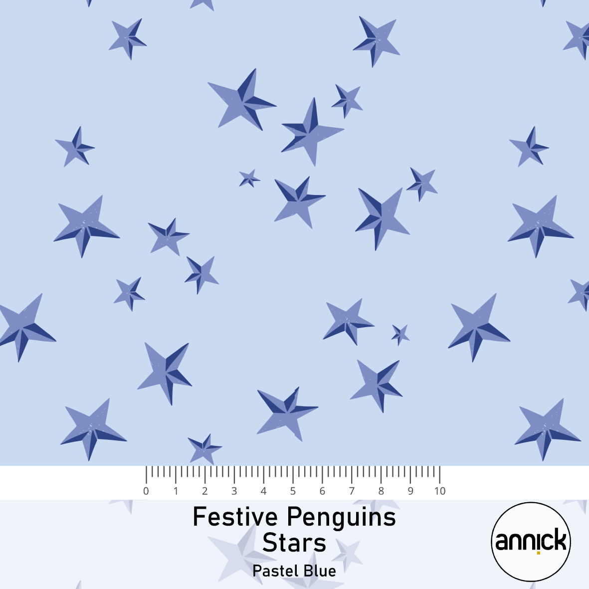 Bio Fabric - Festive Penguins Stars pastel blue 