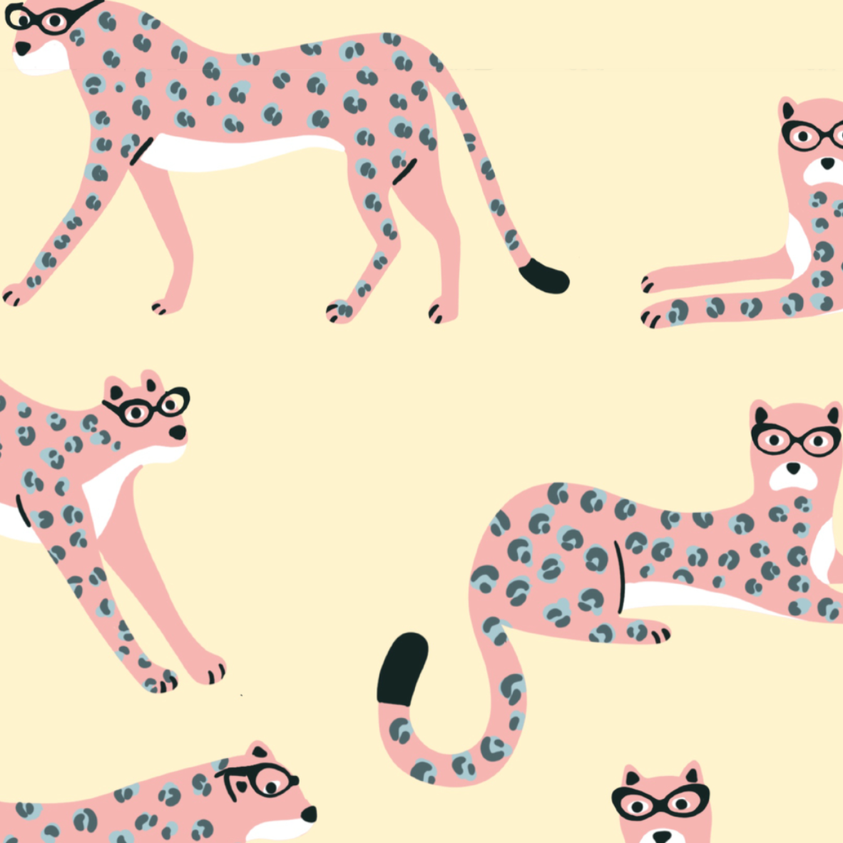Organic fabric - Safari Luxe Geparden mit Brille XL pink