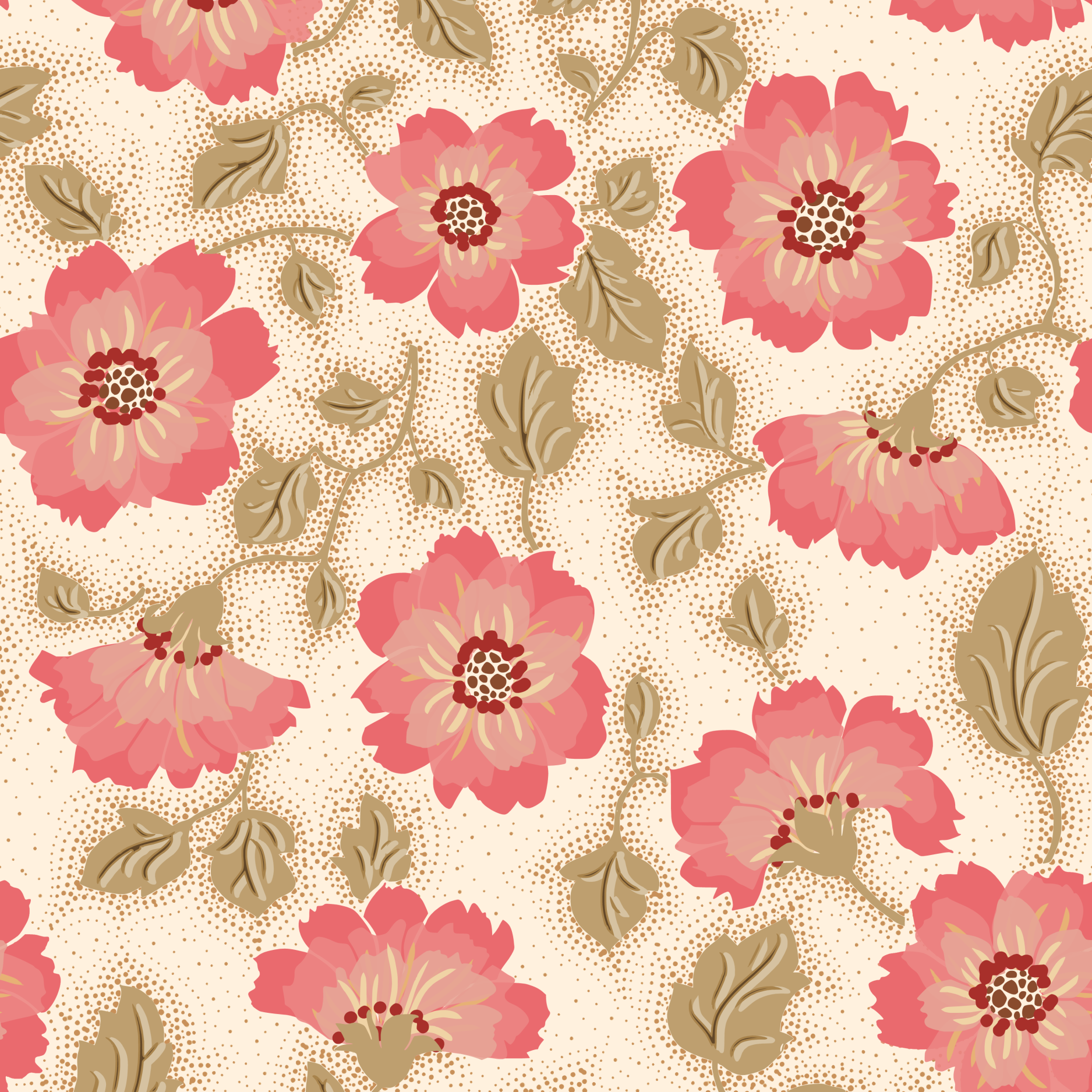 Organuc fabric - Summer Nostalgia Flowers beige