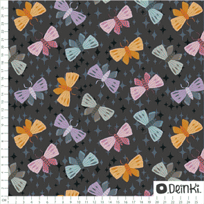 Organic Fabric - Colorful Moths Dark Blue by Deinki in blue