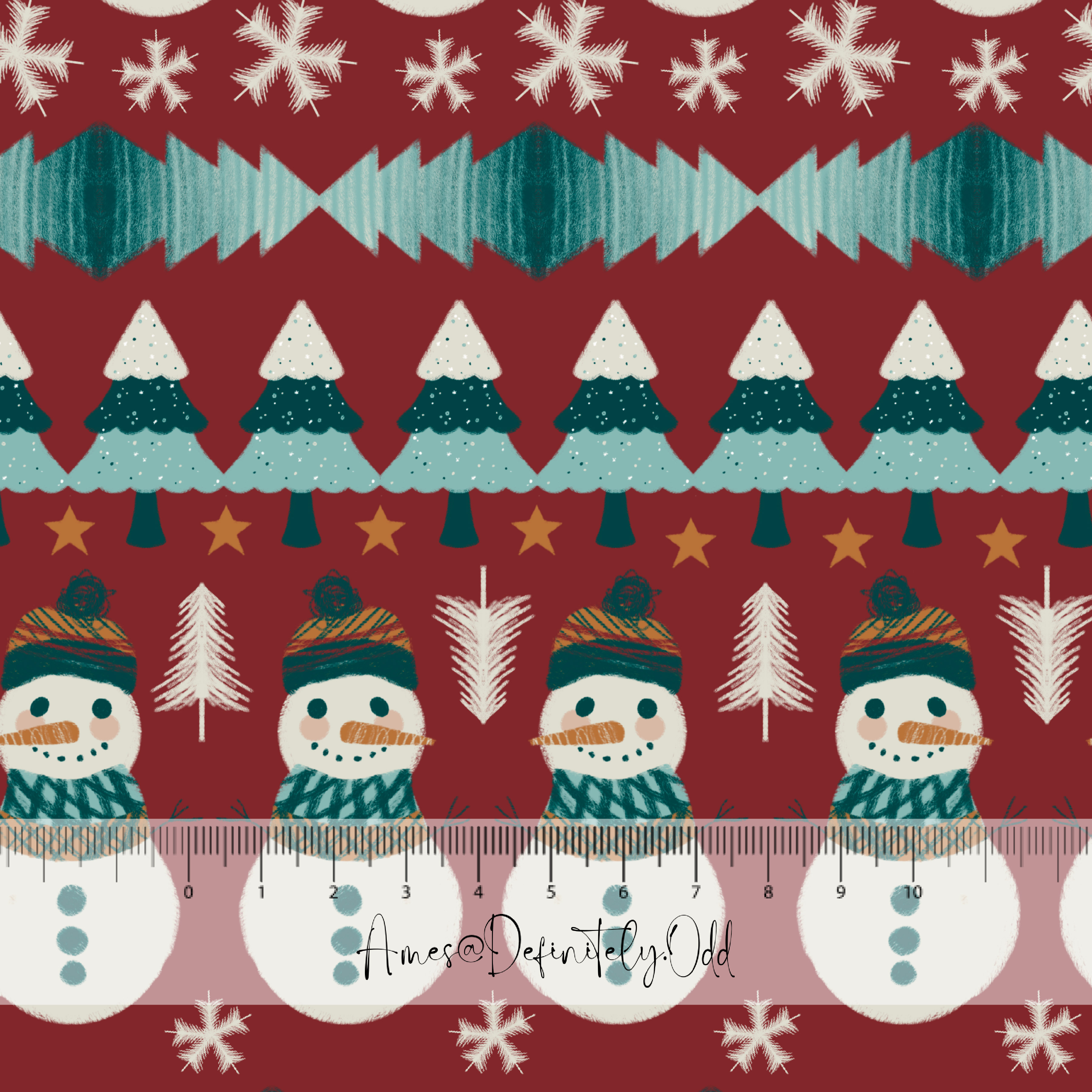 Bio Stoff  - Festlicher Schneemann Beere - AmesDefinitelyOdd, rot, Winter