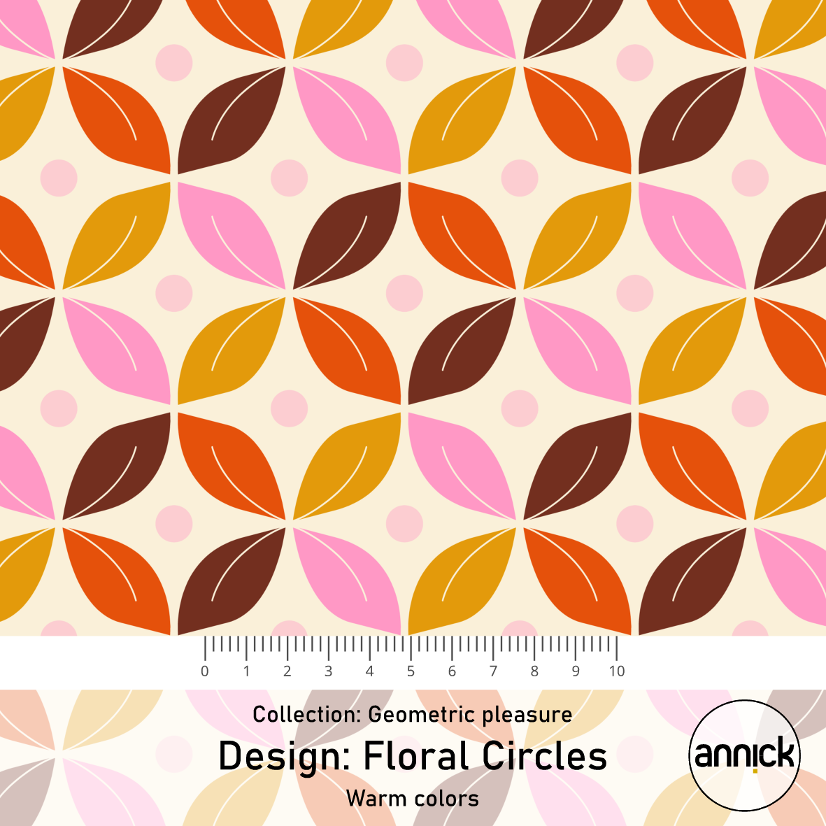 Bio Summersweat Stoff - Floral Circles Warm Colors - Annick, bunt, Breite 150 cm Bio Summersweat Stoff - Floral Circles Warm Colors - Annick, bunt, Breite 150 cm