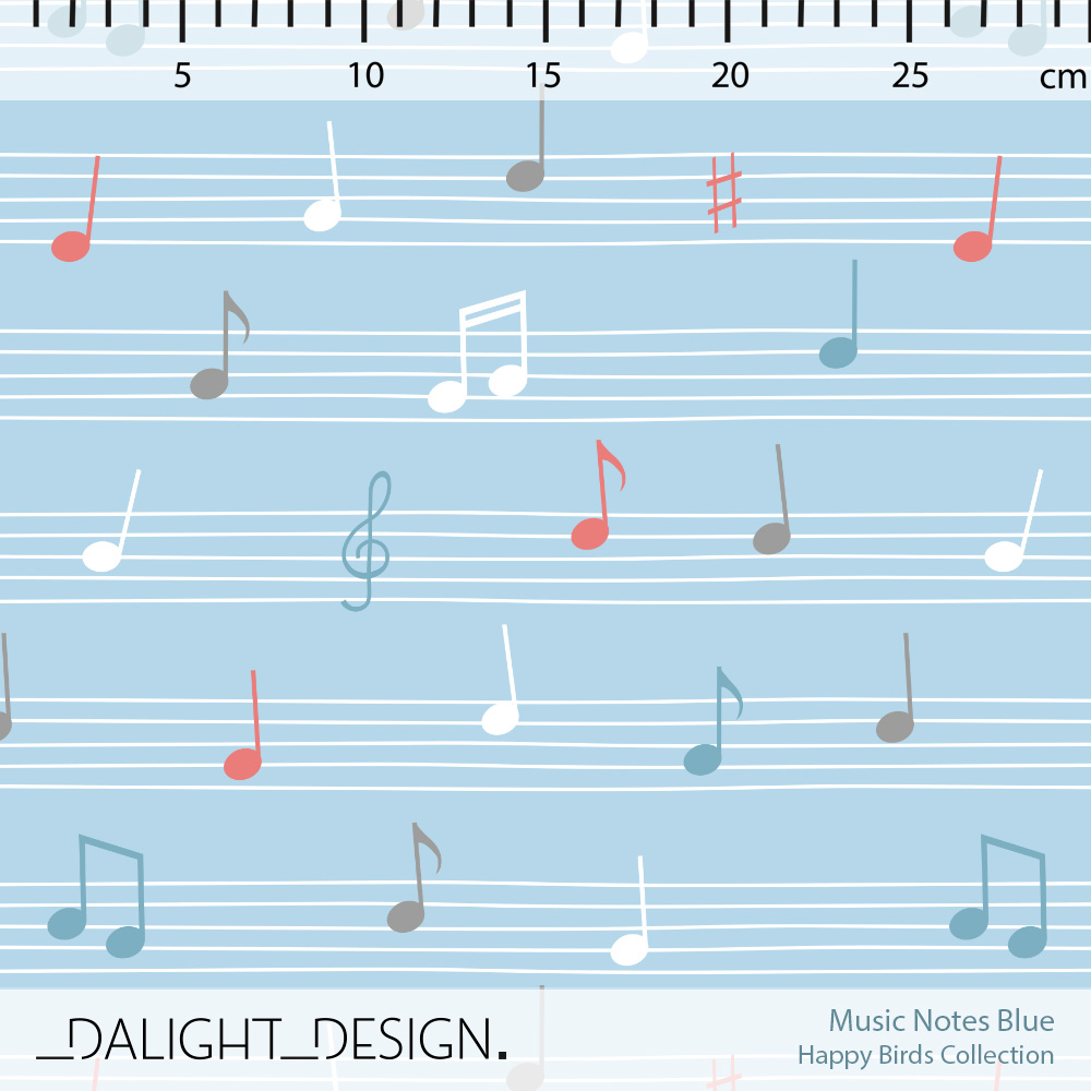 Bio Stoff - Musiknoten Blau von Dalight Design in blau