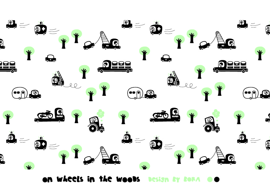 Organic fabric  -  On Wheels in the Woods