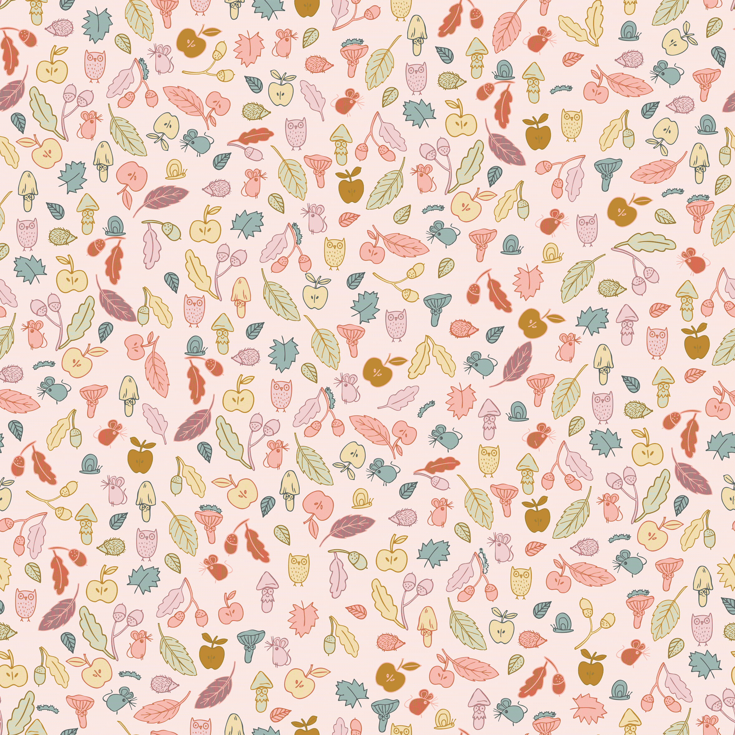 Bio Fabric - Nature Friends by Kristin Tessen in pink