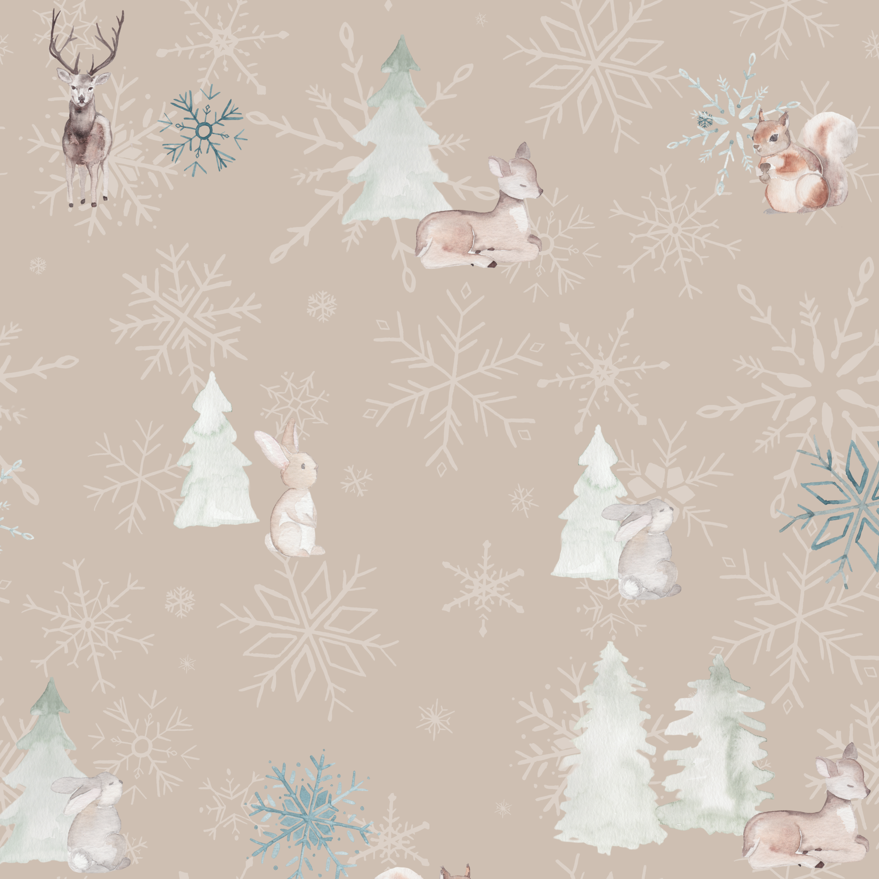 Bio Stoff - Winterwaldzauber beige