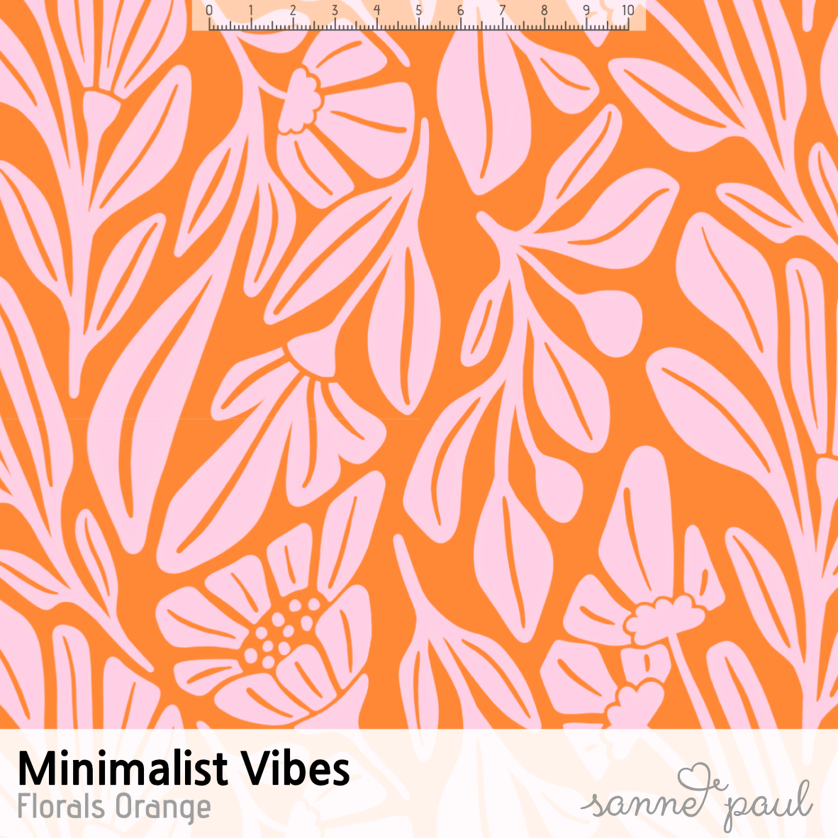Bio Stoff - Minimalist Vibes Florals Orange von Sanne Paul in orange