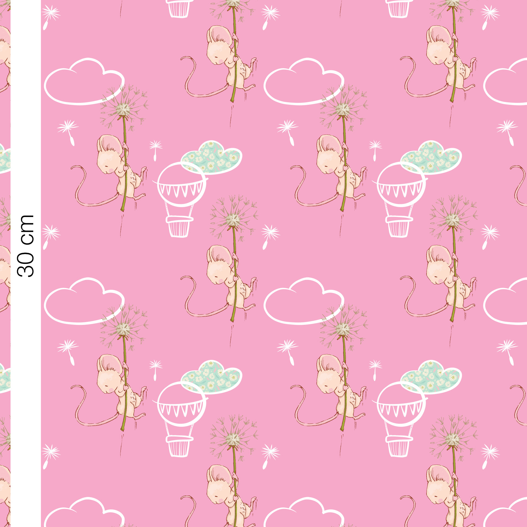 Bio Webware Stoff  -  Mäusehimmel  - LilleSelection, Tiere, rosa, 100% Bio-Baumwolle