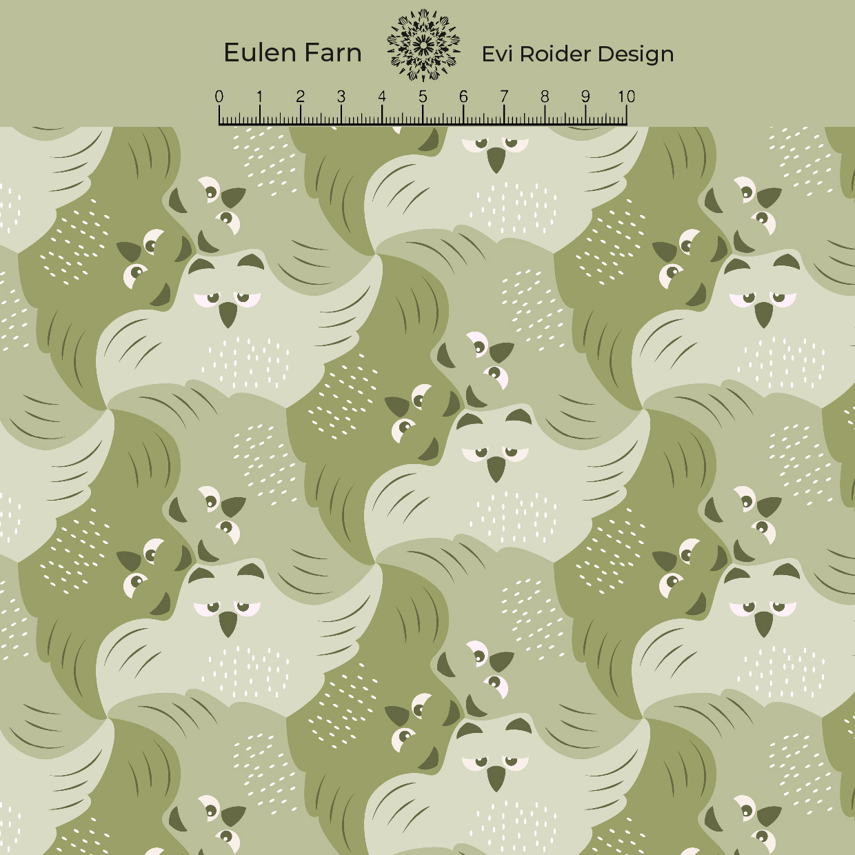 Bio Jersey Stoff  - Eulen Farn - EviRoiderDesign, Tiere, grün, Breite 150 cm