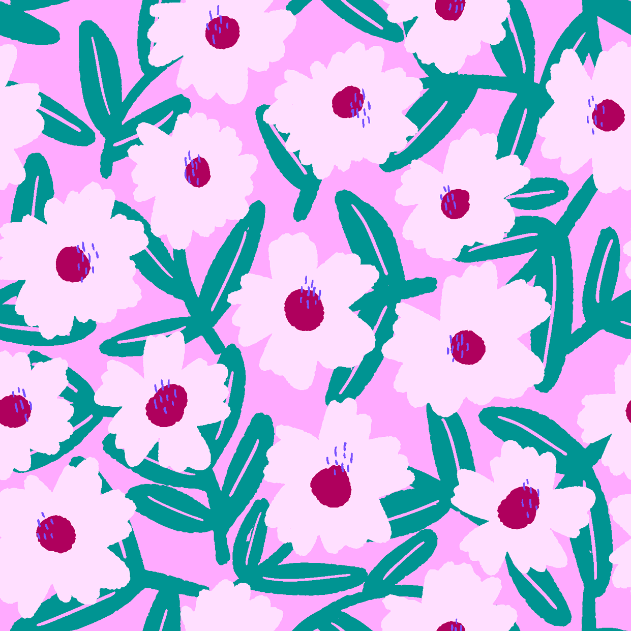 Bio Stoff - Blumenpoesie Pink von Sanktwerk in rosa