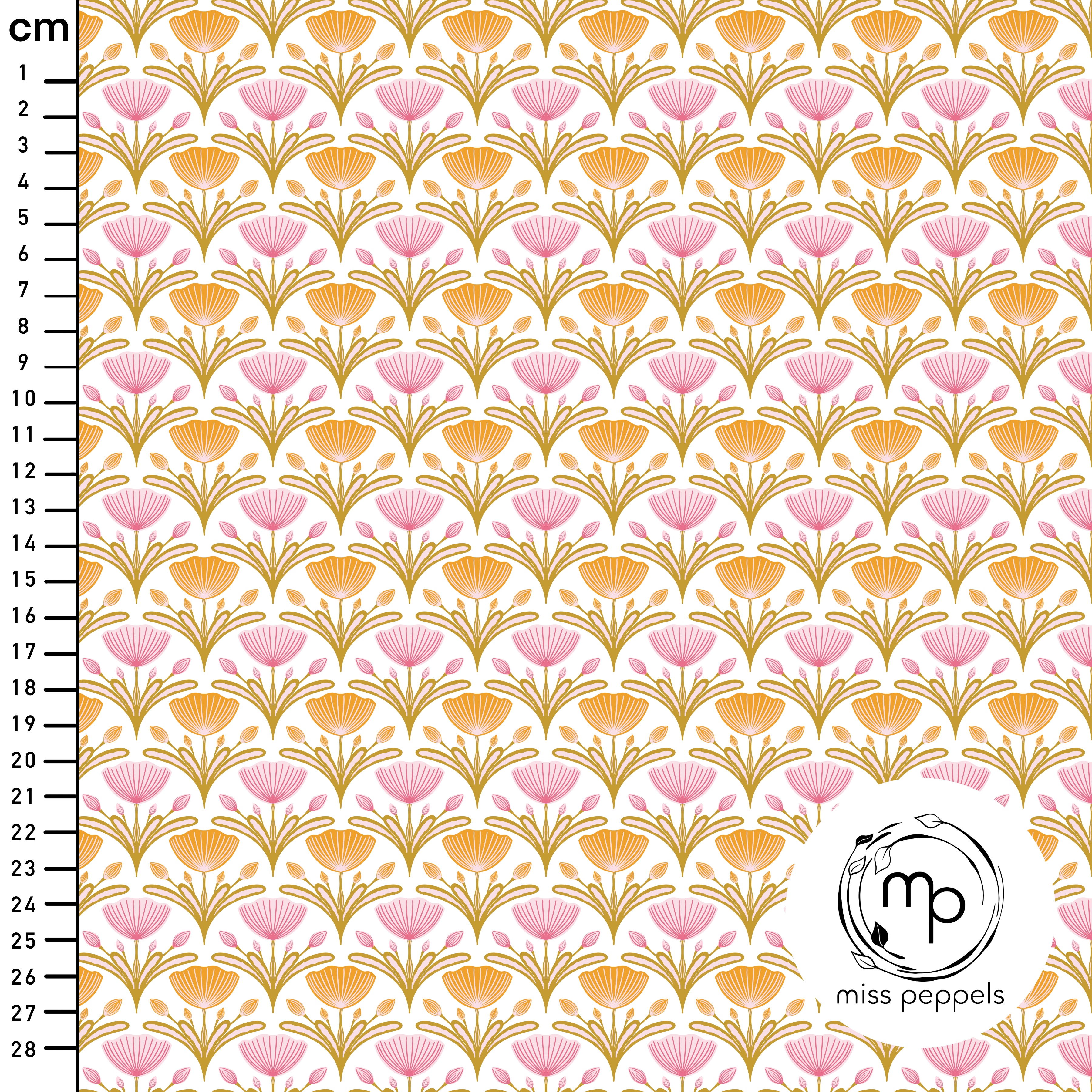 Bio Stoff  - Tulpen B - misspeppels, weiß, Floral & Blumen