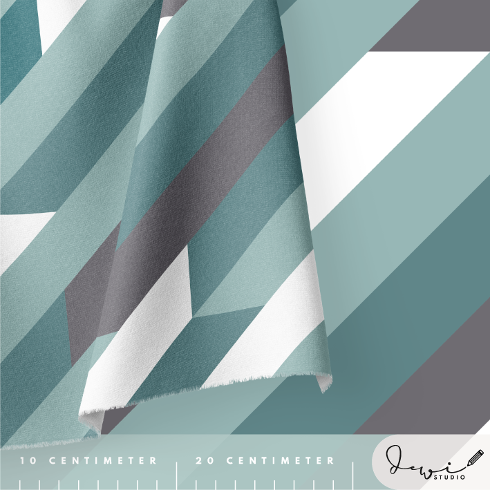 Bio Stoff - Retroscholle Streifen petrol