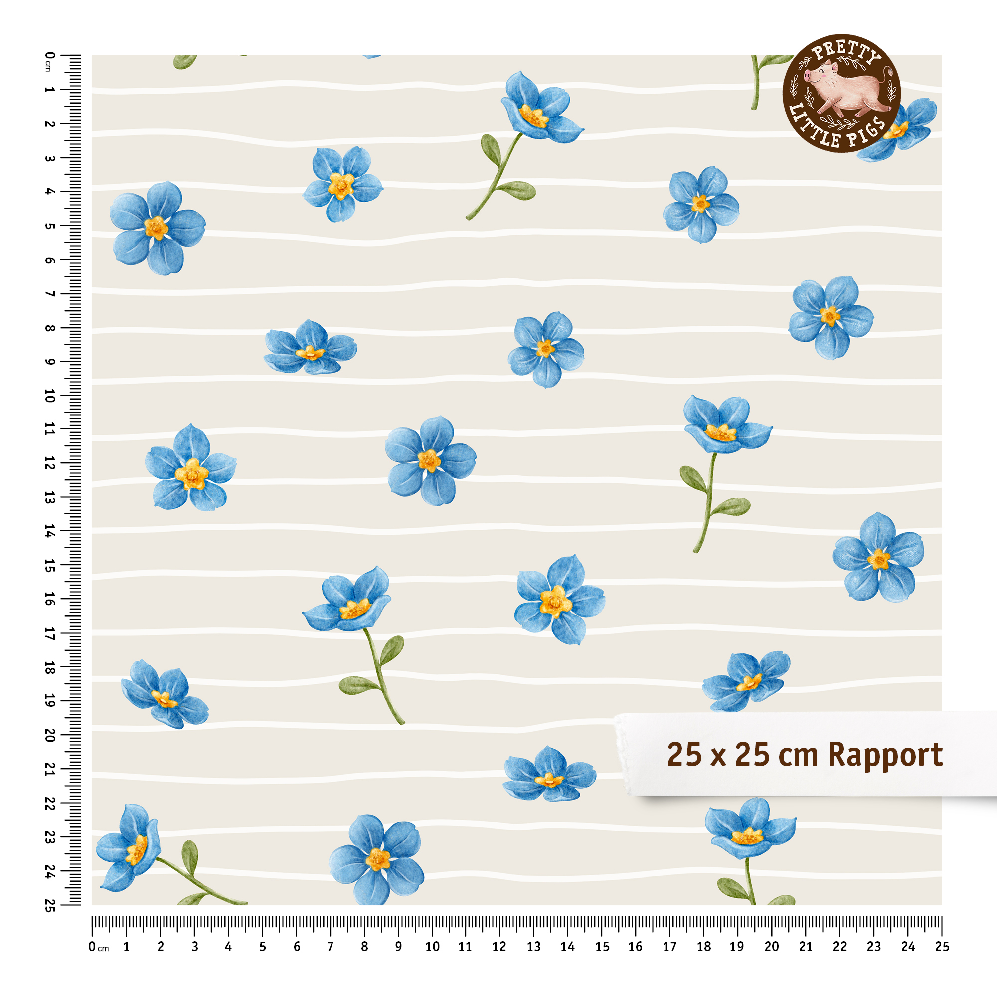 Bio Stoff - Vergissmeinnicht Streifen creme