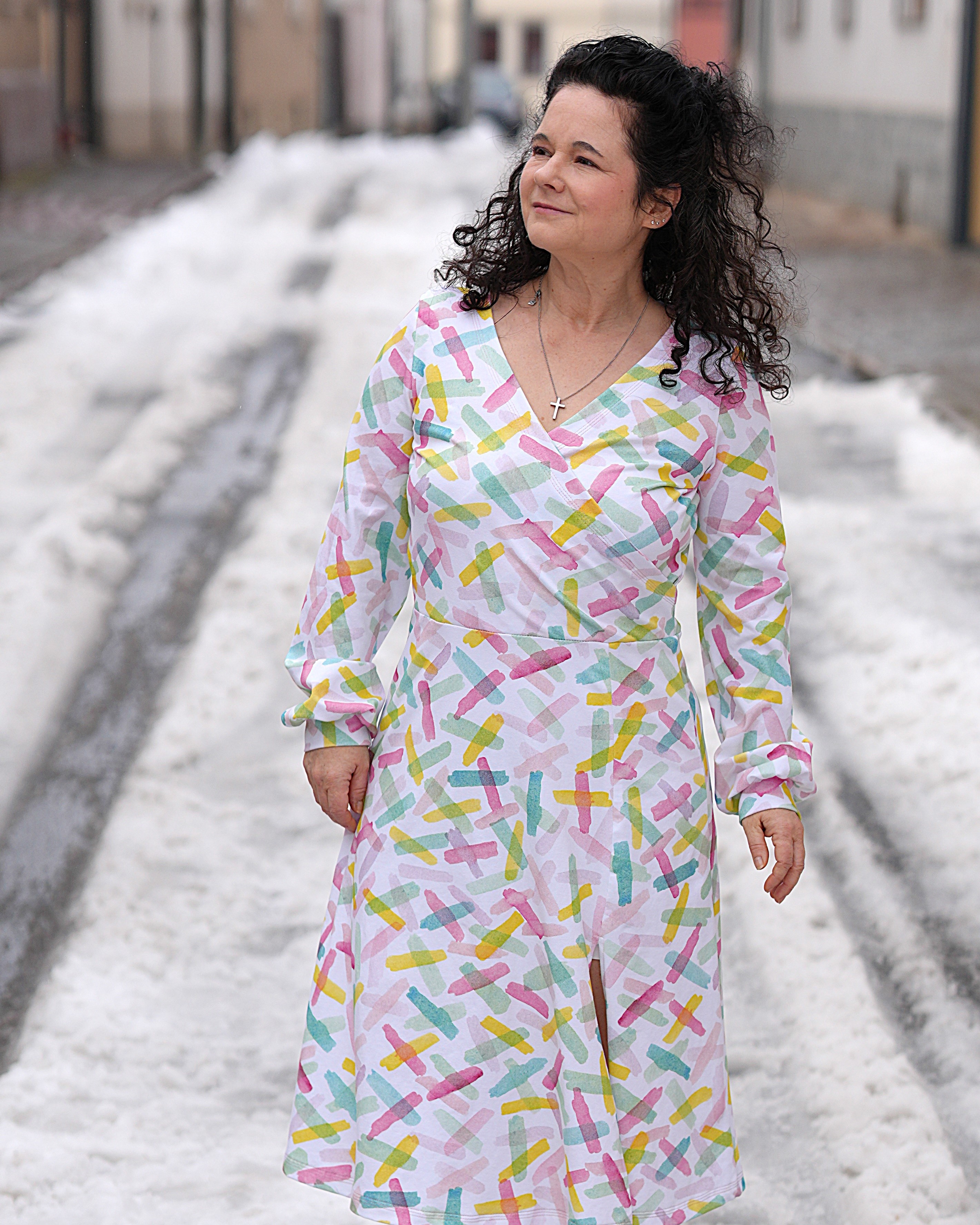 Bio Stoff - Bunte Streifen creme, groß