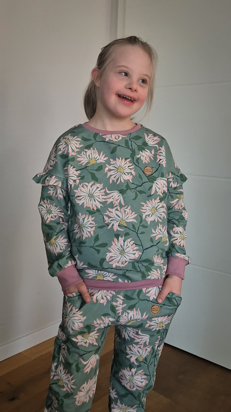 Bio Stoff - Chrysanthemus grün