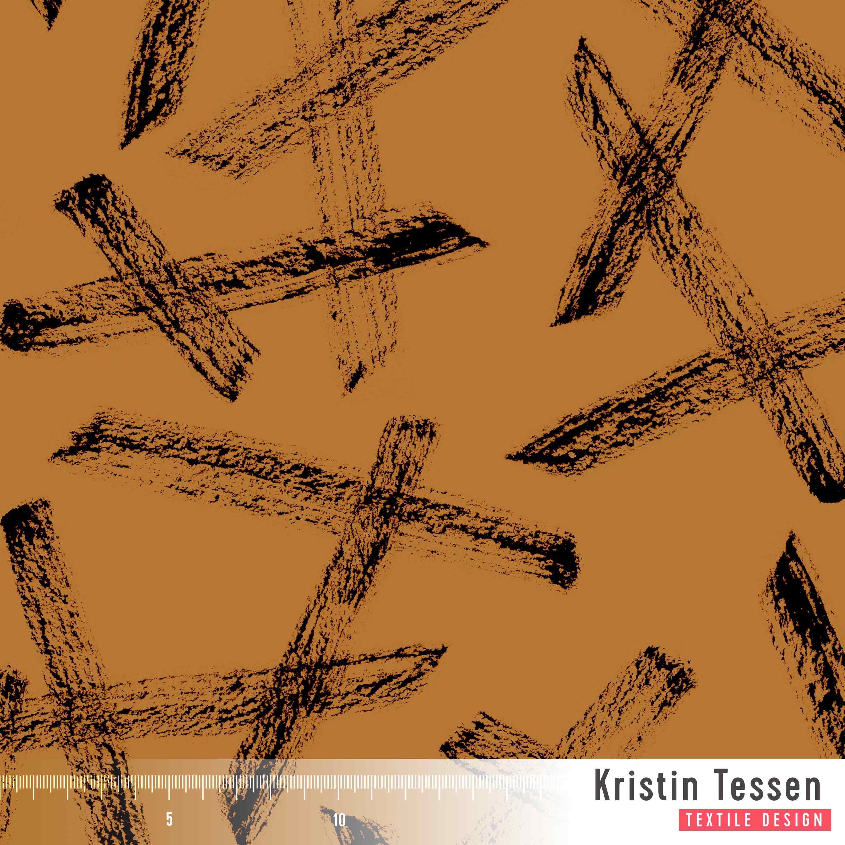 Bio Stoff - Texturestripe Caramel von Kristin Tessen in orange