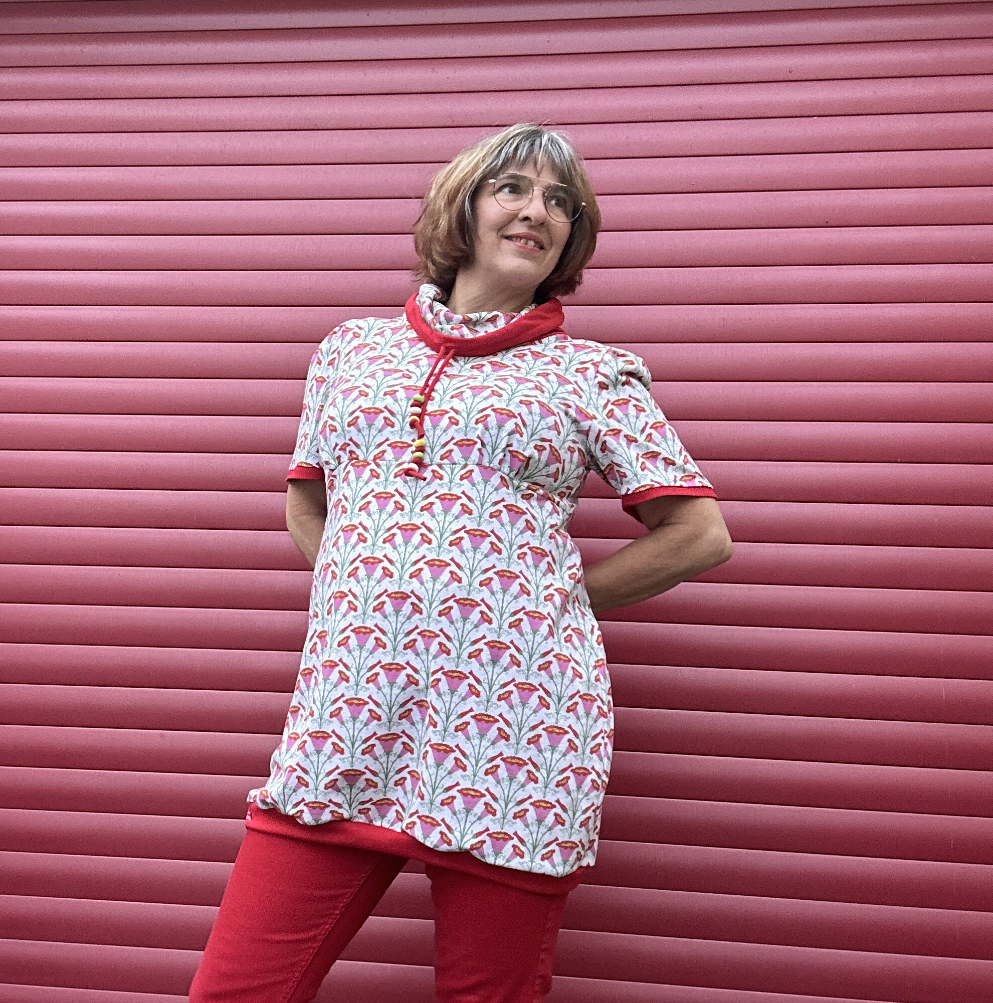 Bio Summersweat Stoff - Folk Prunkwinde Weiss Pink - Deinki, creme, Floral & Blumen, Breite 150 cm Bio Summersweat Stoff - Folk Prunkwinde Weiss Pink - Deinki, creme, Floral & Blumen, Breite 150 cm