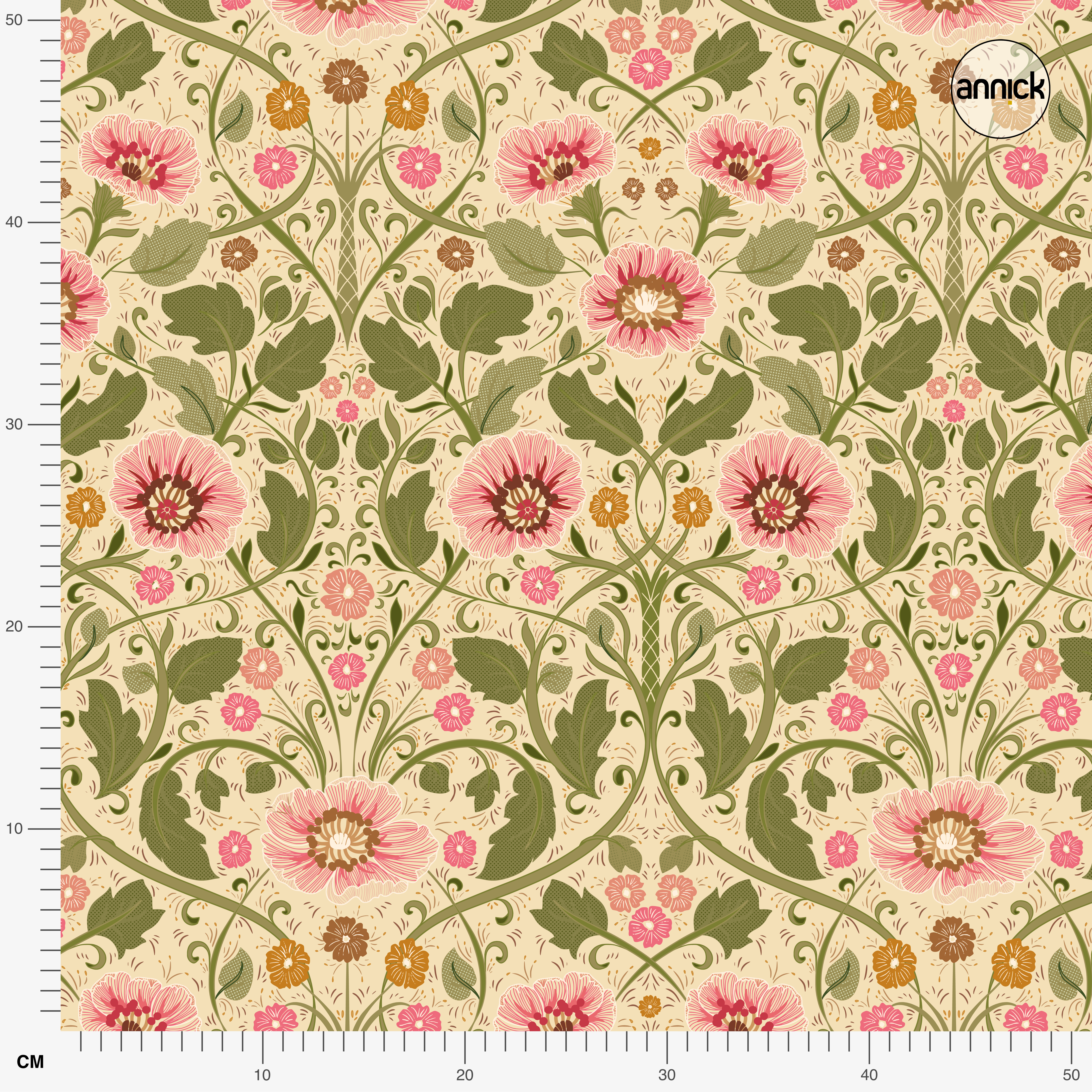 Organic fabric  - Summer Nostalgia Art Nouveau