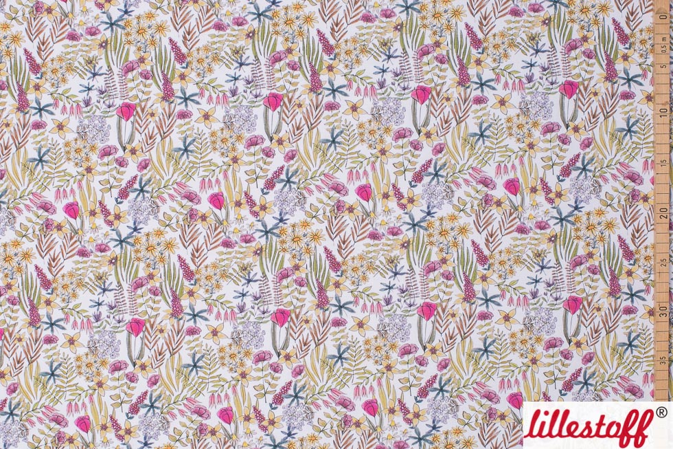 Bio Webware Stoff - Bienenwiese - Enemenemeins, Frühling, Sommer, Blätter & Ranken, creme, Floral & Blumen, 100% Bio-Baumwolle Bio Webware Stoff - Bienenwiese - Enemenemeins, Frühling, Sommer, Blätter & Ranken, creme, Floral & Blumen, 100% Bio-Baumwolle
