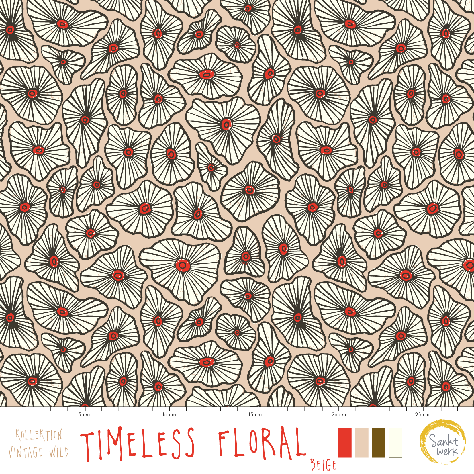 Organic Fabric - Timeless Floral beige