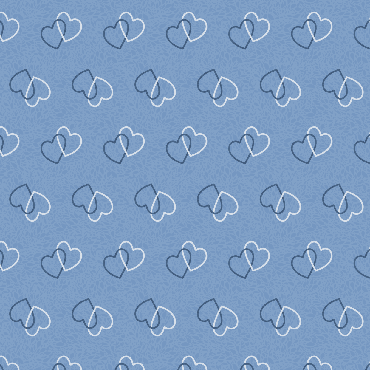 Organic fabric  - Connected hearts blue