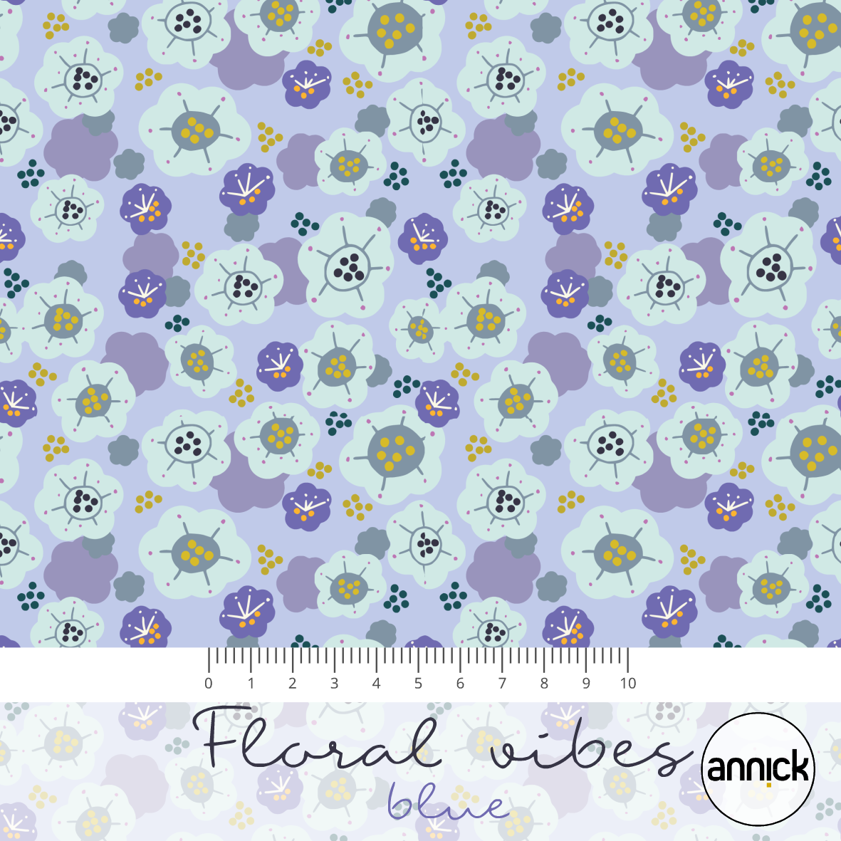 Bio Stoff  -  Floral Vibes blue  - Annick, Abstrakt, Floral & Blumen, blau