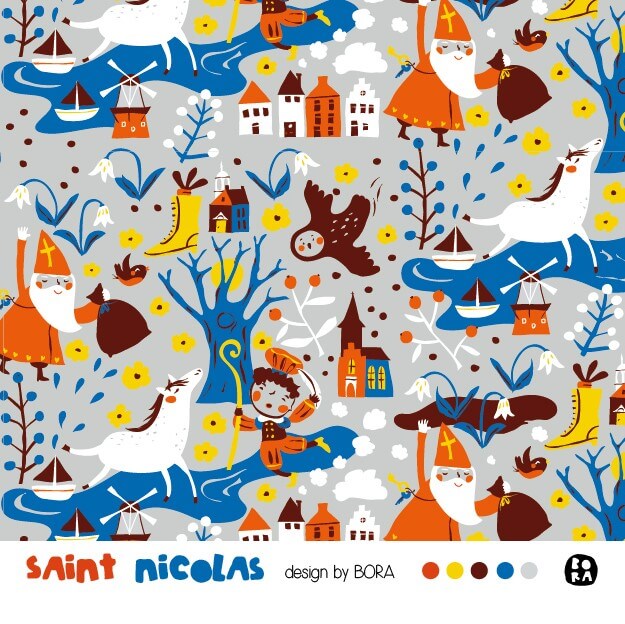 Scuba Stoff  -  Saint Nicolas  - Bora, Tiere, grau, Breite 150 cm