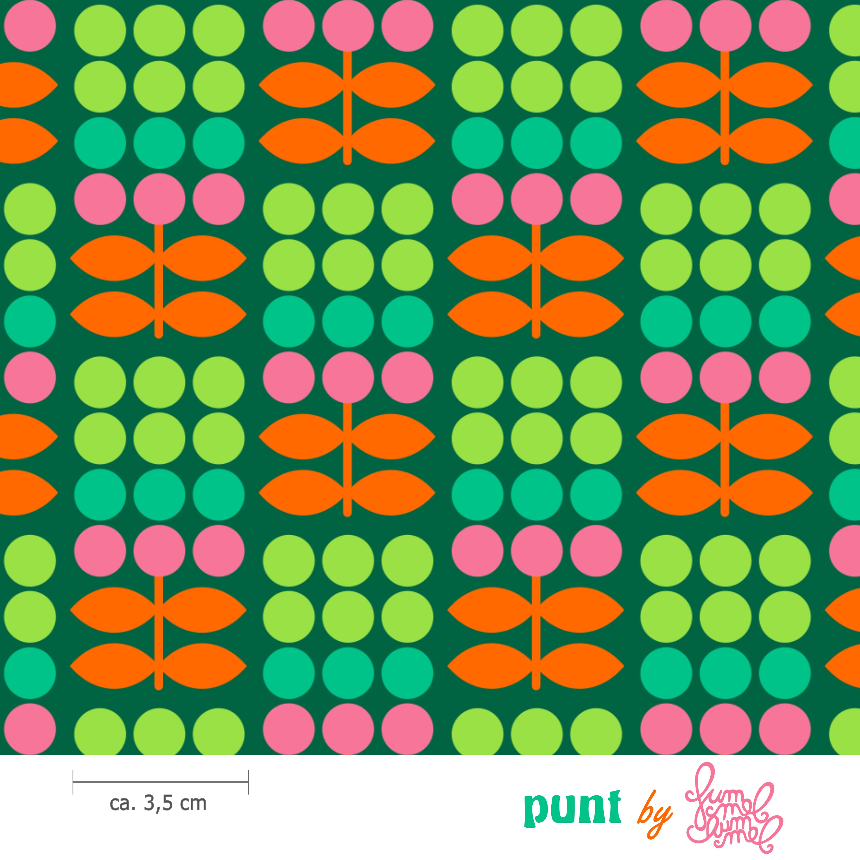 Bio Stoff  - Punt Grün - Fummelhummel, bunt, Floral & Blumen