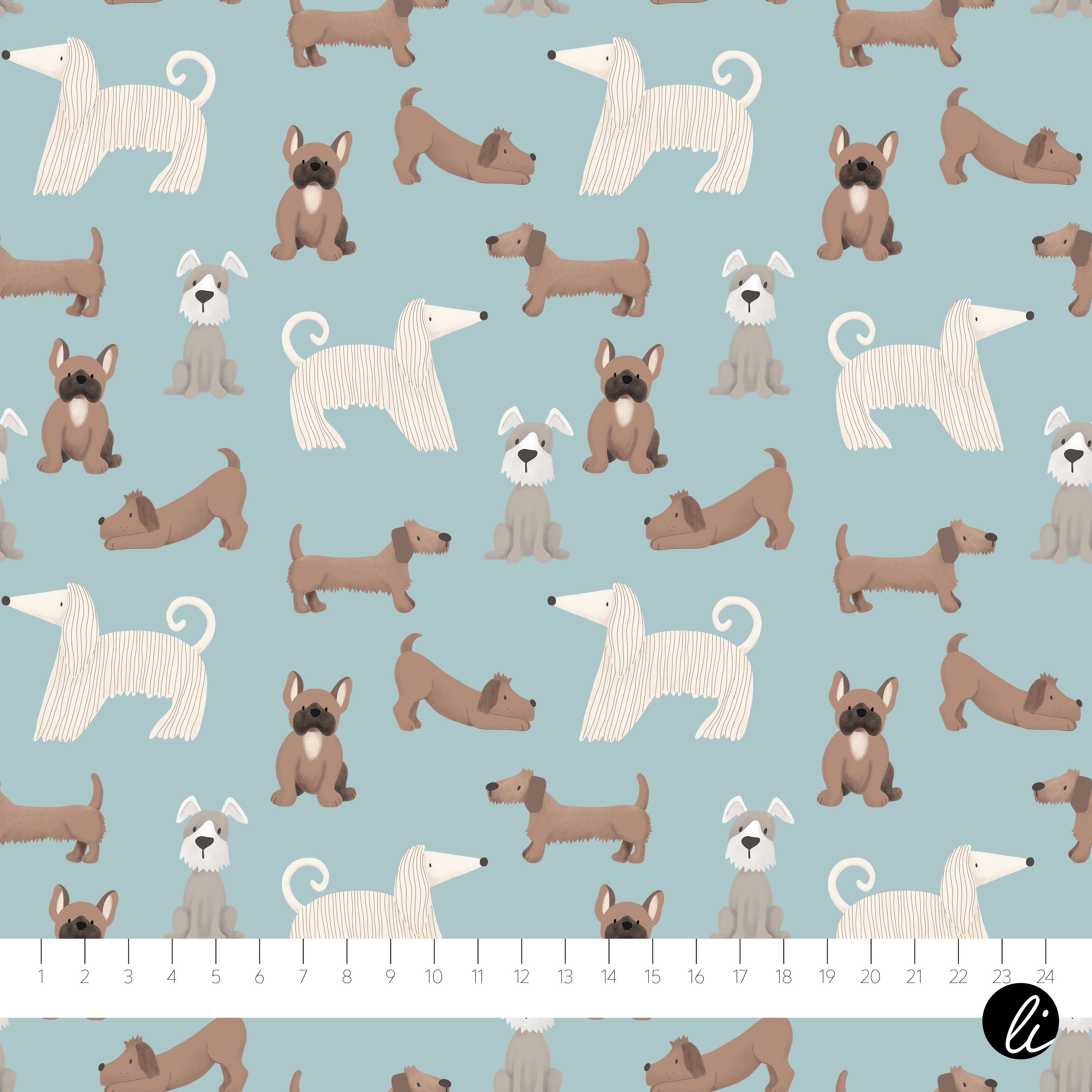 Bio Fabric - Four Paws Blue by Andrea Liesert in blue