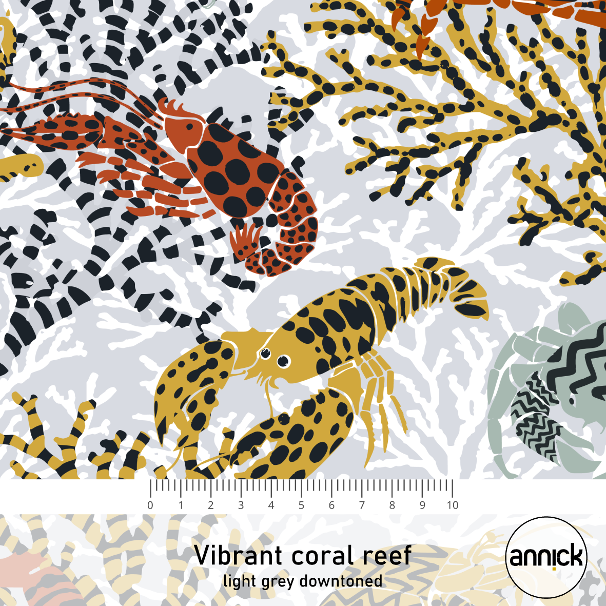Bio Stoff - Vibrant Coral Reef Blue and Orange by Annick in blue and orange
