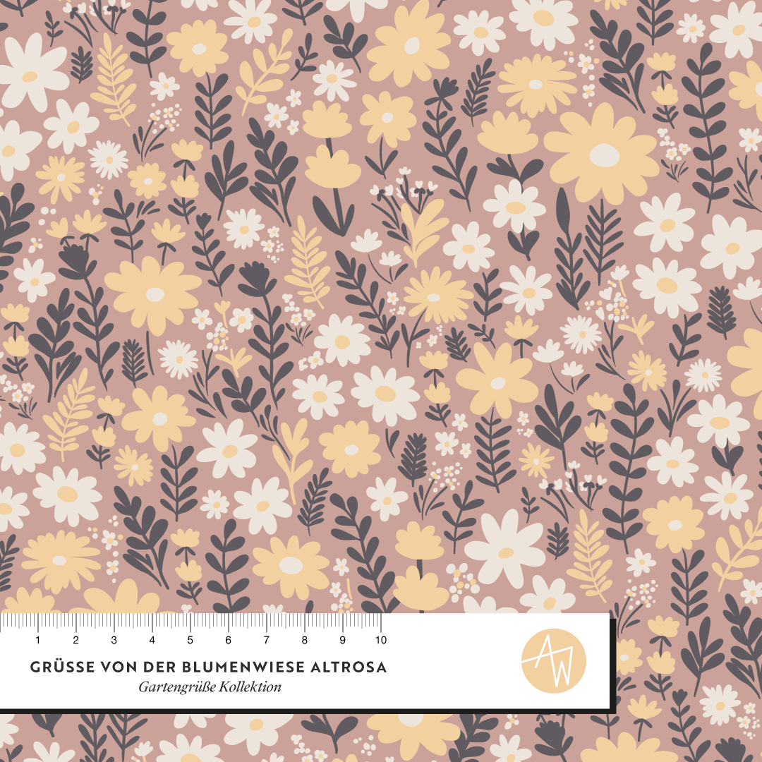 Organic Fabric  - Grüsse aus der Blumenwiese rose