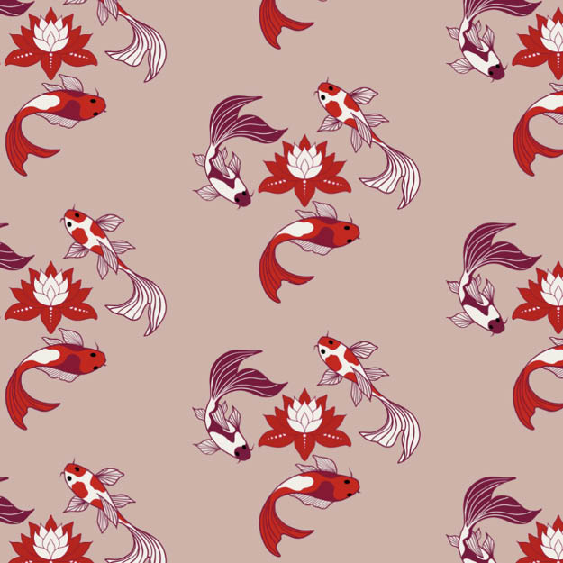 Organic fabric - Koi rot, rosa - misspeppels